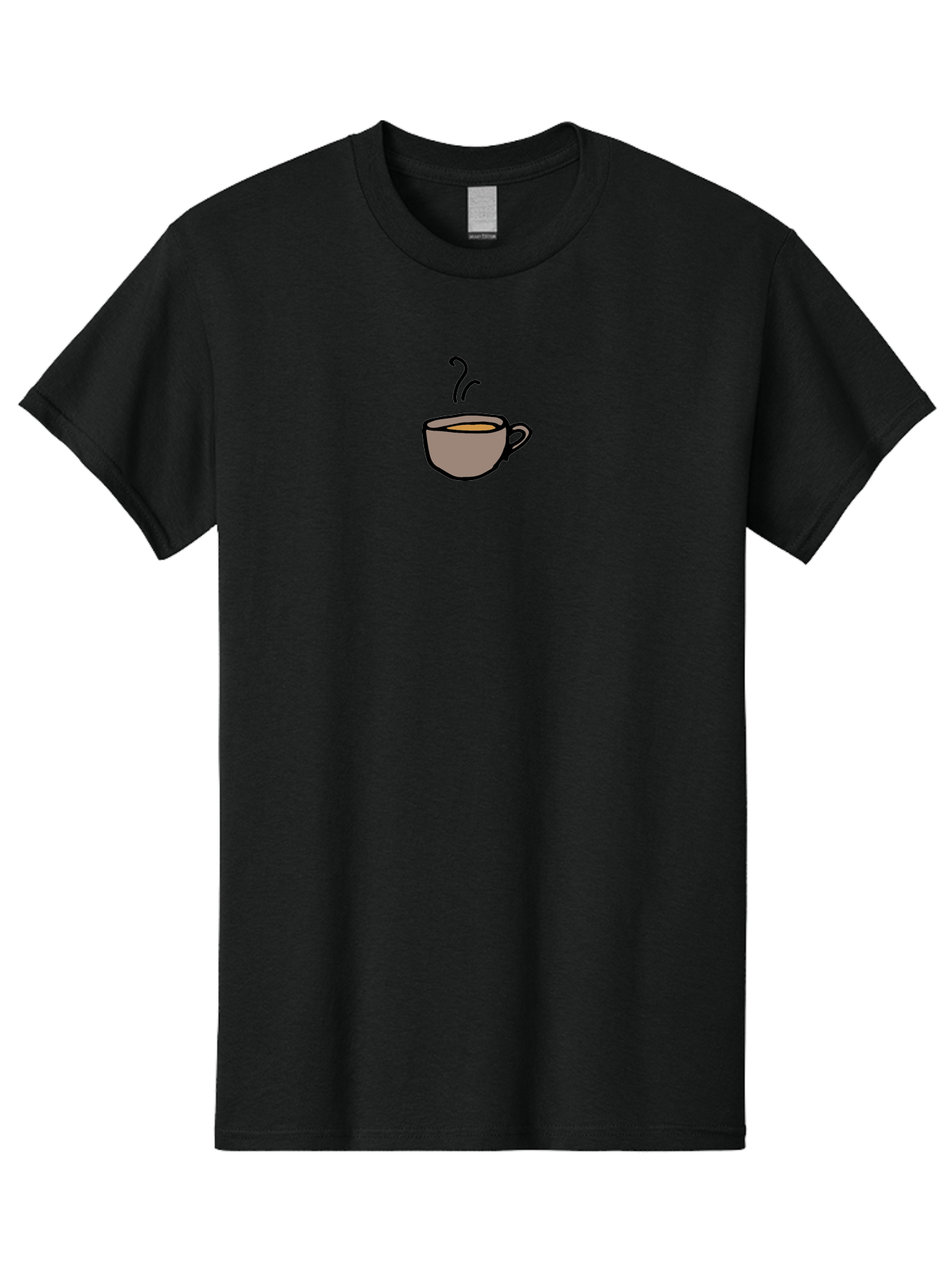 Cup-Of-Coffee-1 Men'S Graphic Tee, 100% Cotton, Comfortable Casual Summer Wear, Machine Washable, Steaming Cup, Coffee Beverage, Brown Liquid, Cartoon Illustration, Coffee Break, Morning Routine, Warm Drink, Simple Design - Aaa844