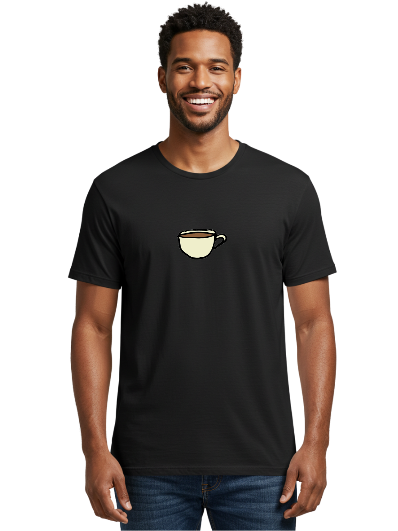 Cup-Of-Coffee Men'S Graphic Tee, 100% Cotton, Comfortable Casual Summer Wear, Machine Washable, Coffee Cup, Hot Beverage, Morning Pick-Me-Up, Caffeine Boost, Coffee Break, Tea Cup - Aaa845