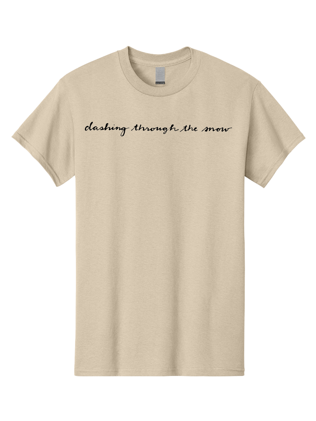 Dashing-Through-The-Snow Men'S Graphic Tee, 100% Cotton, Comfortable Casual Summer Wear, Machine Washable, Dashing Through The Snow, Winter Wonderland, Festive Season, Holiday Cheer, Cursive Text, Black Script, Snowy Vibes, Christmas Magic - Aaa848