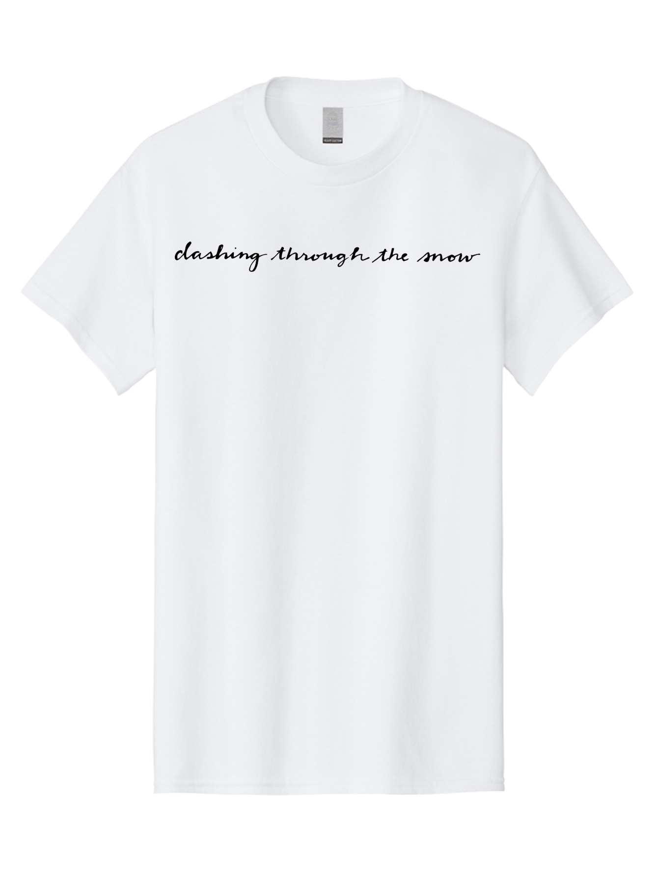 Dashing-Through-The-Snow Men'S Graphic Tee, 100% Cotton, Comfortable Casual Summer Wear, Machine Washable, Dashing Through The Snow, Winter Wonderland, Festive Season, Holiday Cheer, Cursive Text, Black Script, Snowy Vibes, Christmas Magic - Aaa848
