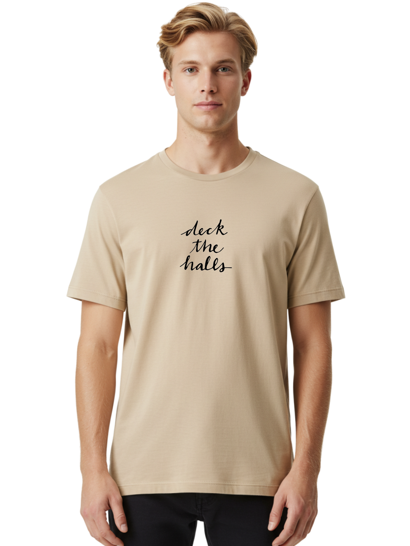 Deck-The-Halls-1 Men'S Graphic Tee, 100% Cotton, Comfortable Casual Summer Wear, Machine Washable, Deck The Halls, Holiday Phrase, Festive Saying, Christmas Greeting, Holiday Cheer, Seasonal Decor, Winter Wonderland, Christmas Magic, - Aaa849