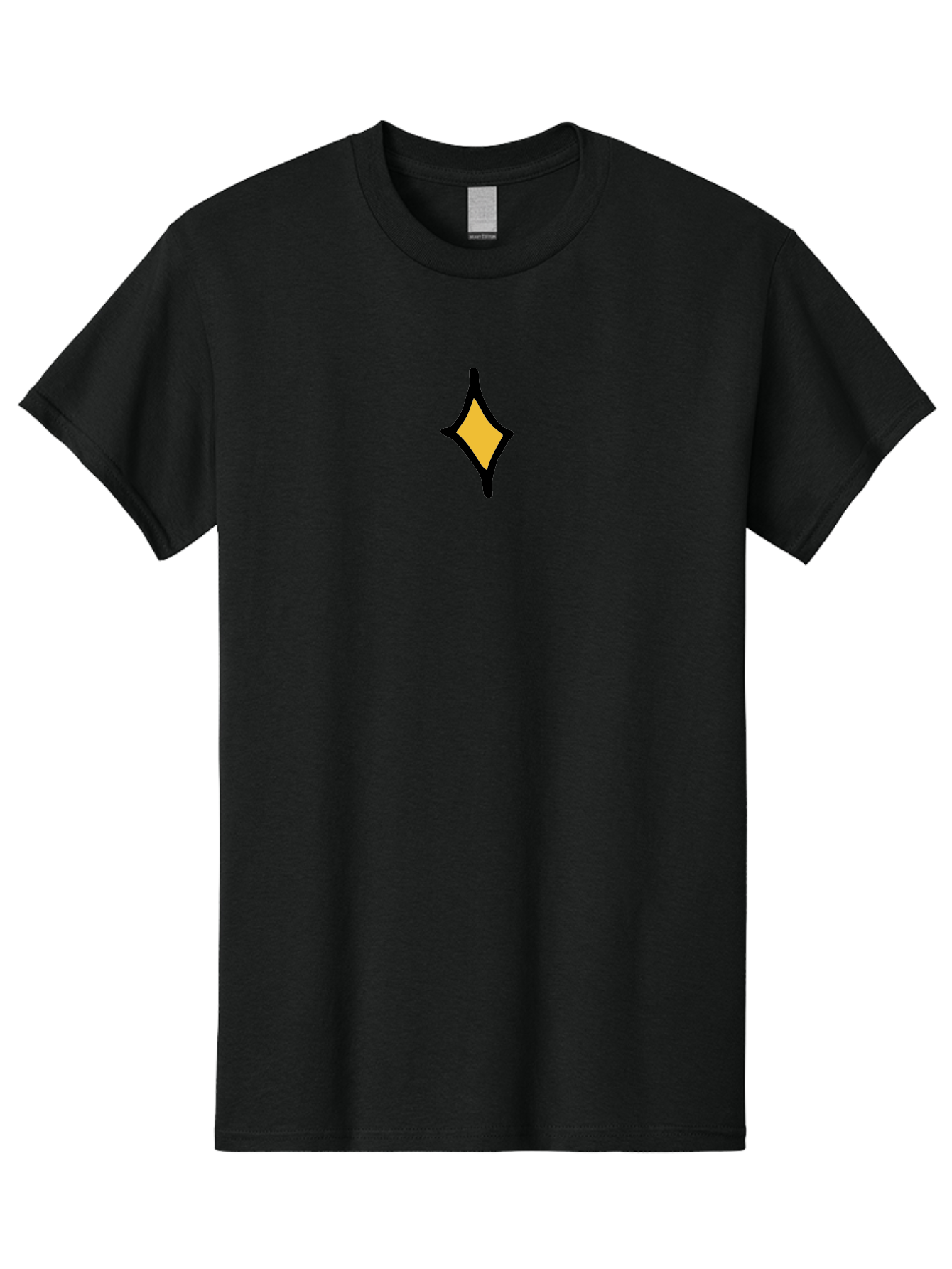 Diamond-Shape Men'S Graphic Tee, 100% Cotton, Comfortable Casual Summer Wear, Machine Washable, Yellow Diamond Shape, Black Outline, Simple Graphic, Abstract Design, Minimalist Art, Geometric Figure, Modern Icon - Aaa855