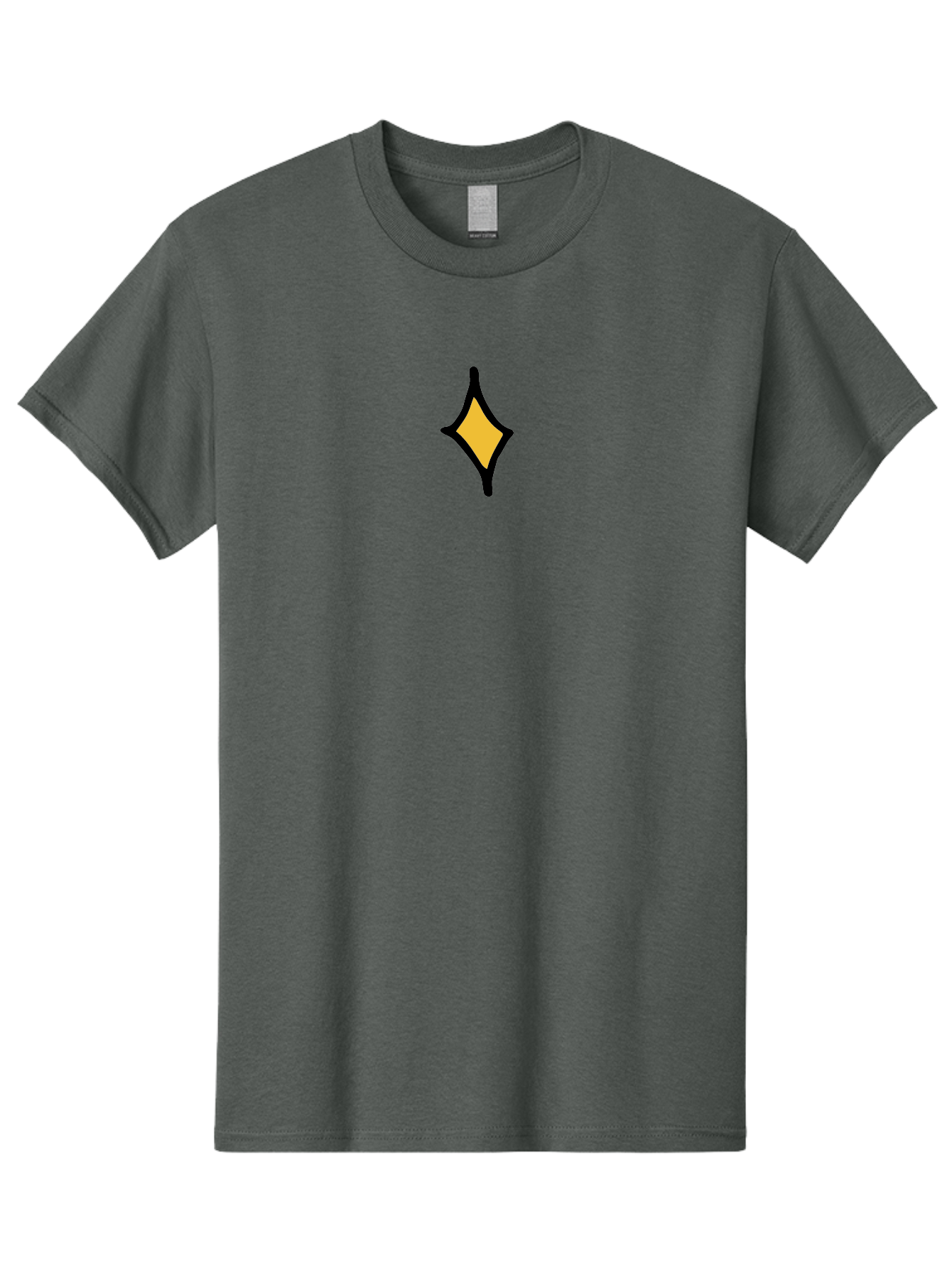 Diamond-Shape Men'S Graphic Tee, 100% Cotton, Comfortable Casual Summer Wear, Machine Washable, Yellow Diamond Shape, Black Outline, Simple Graphic, Abstract Design, Minimalist Art, Geometric Figure, Modern Icon - Aaa855