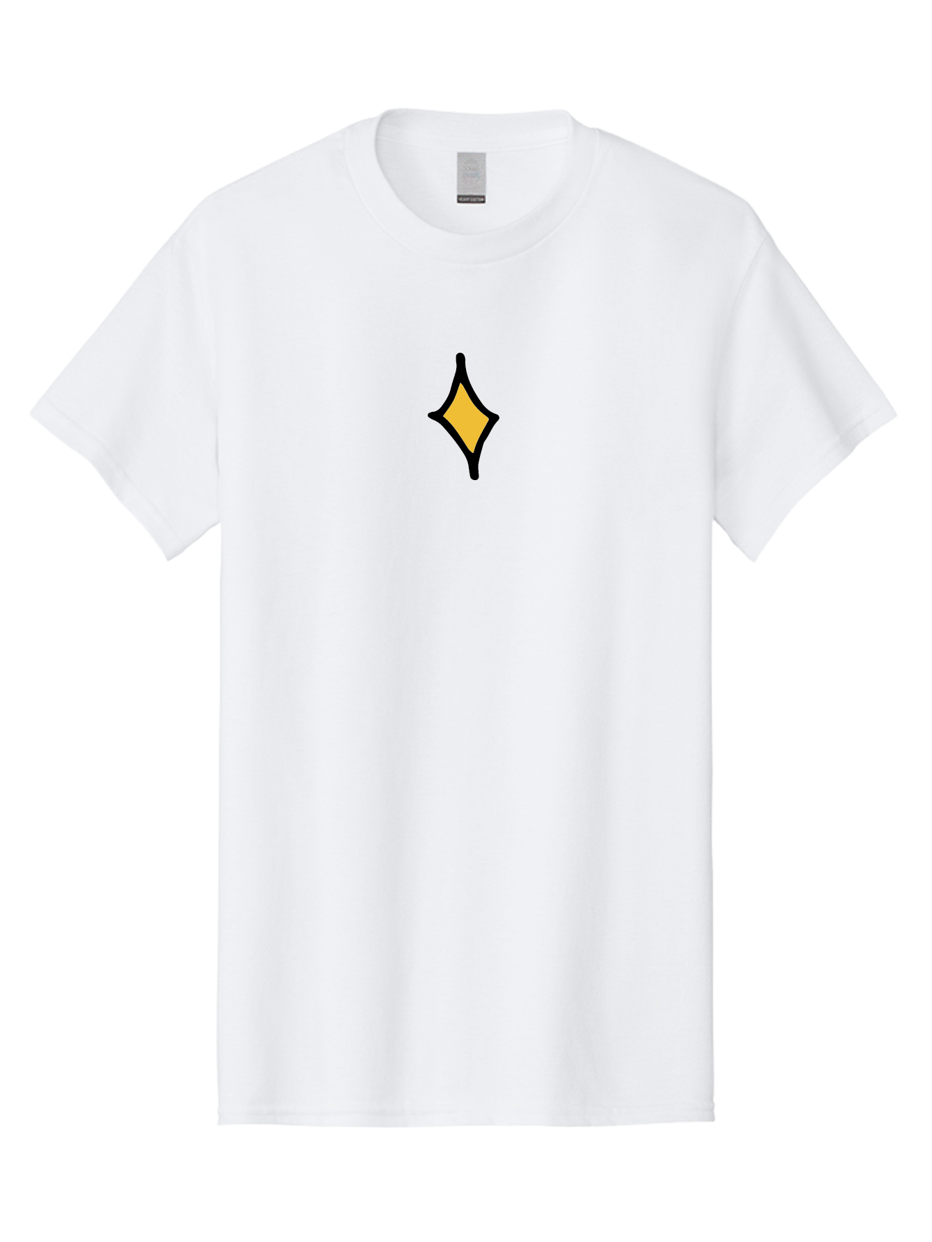 Diamond-Shape Men'S Graphic Tee, 100% Cotton, Comfortable Casual Summer Wear, Machine Washable, Yellow Diamond Shape, Black Outline, Simple Graphic, Abstract Design, Minimalist Art, Geometric Figure, Modern Icon - Aaa855