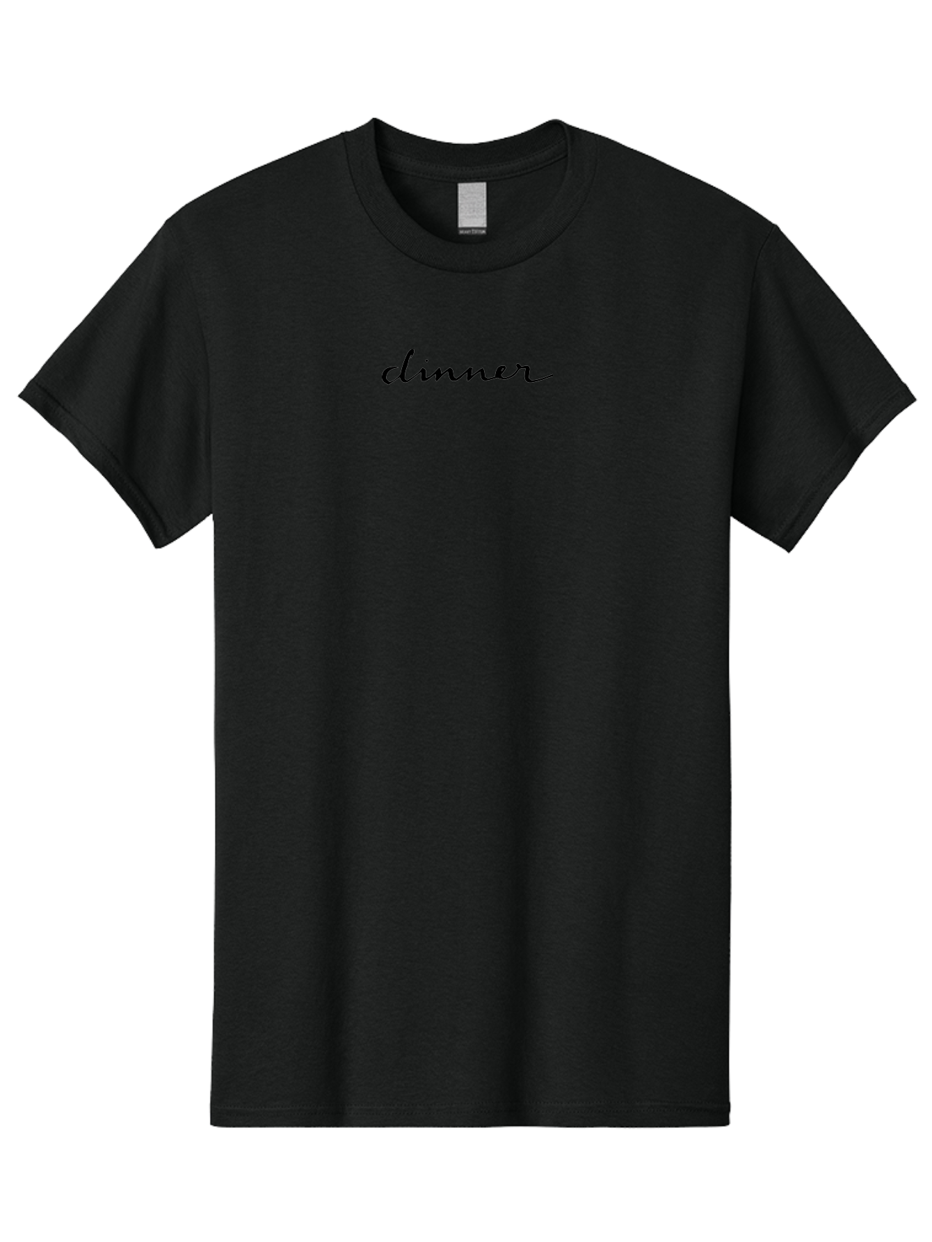 Dinner-1 Men'S Graphic Tee, 100% Cotton, Comfortable Casual Summer Wear, Machine Washable, Dinner, Elegant Script, Cursive Font, Simple Design, Minimalist Style, Black Text - Aaa856