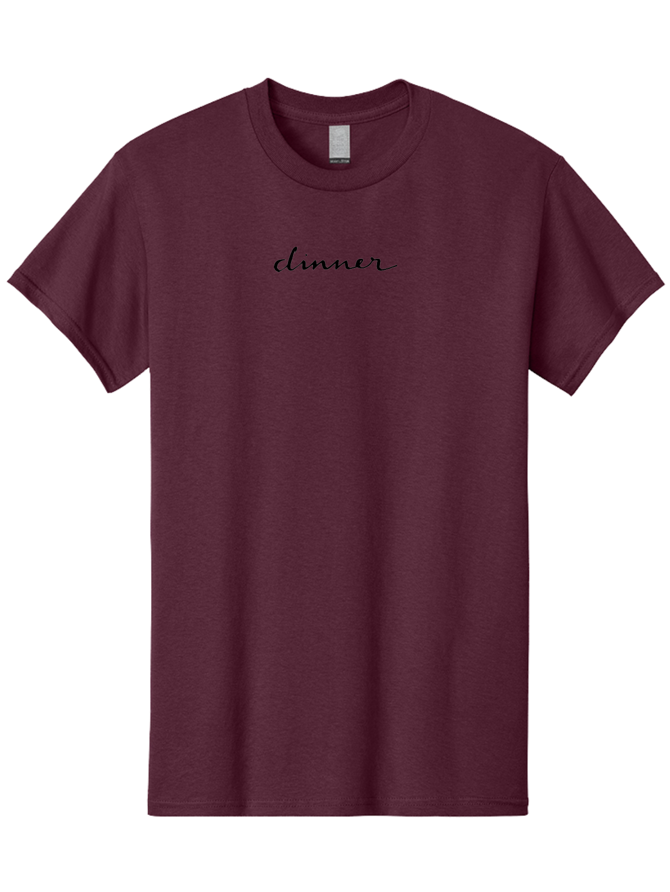 Dinner-1 Men'S Graphic Tee, 100% Cotton, Comfortable Casual Summer Wear, Machine Washable, Dinner, Elegant Script, Cursive Font, Simple Design, Minimalist Style, Black Text - Aaa856