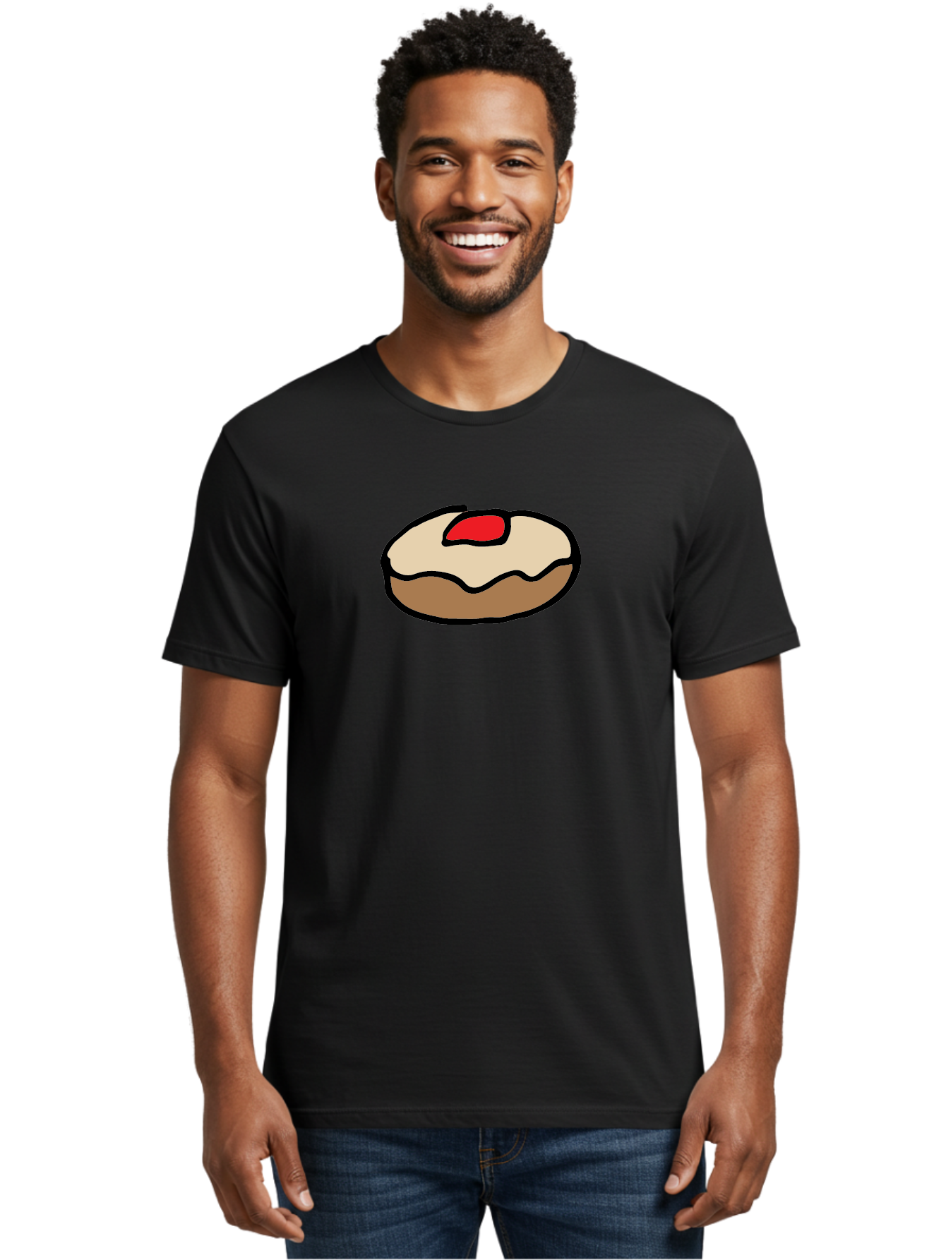 Donut-With-Cherry Men'S Graphic Tee, 100% Cotton, Comfortable Casual Summer Wear, Machine Washable, Donut With Cherry On Top, Sweet Treat, Dessert, Glazed Donut, Cherry Topping, Tasty Pastry, Baked Goods, Sweet Tooth, Donut Love, Foodie, - Aaa860