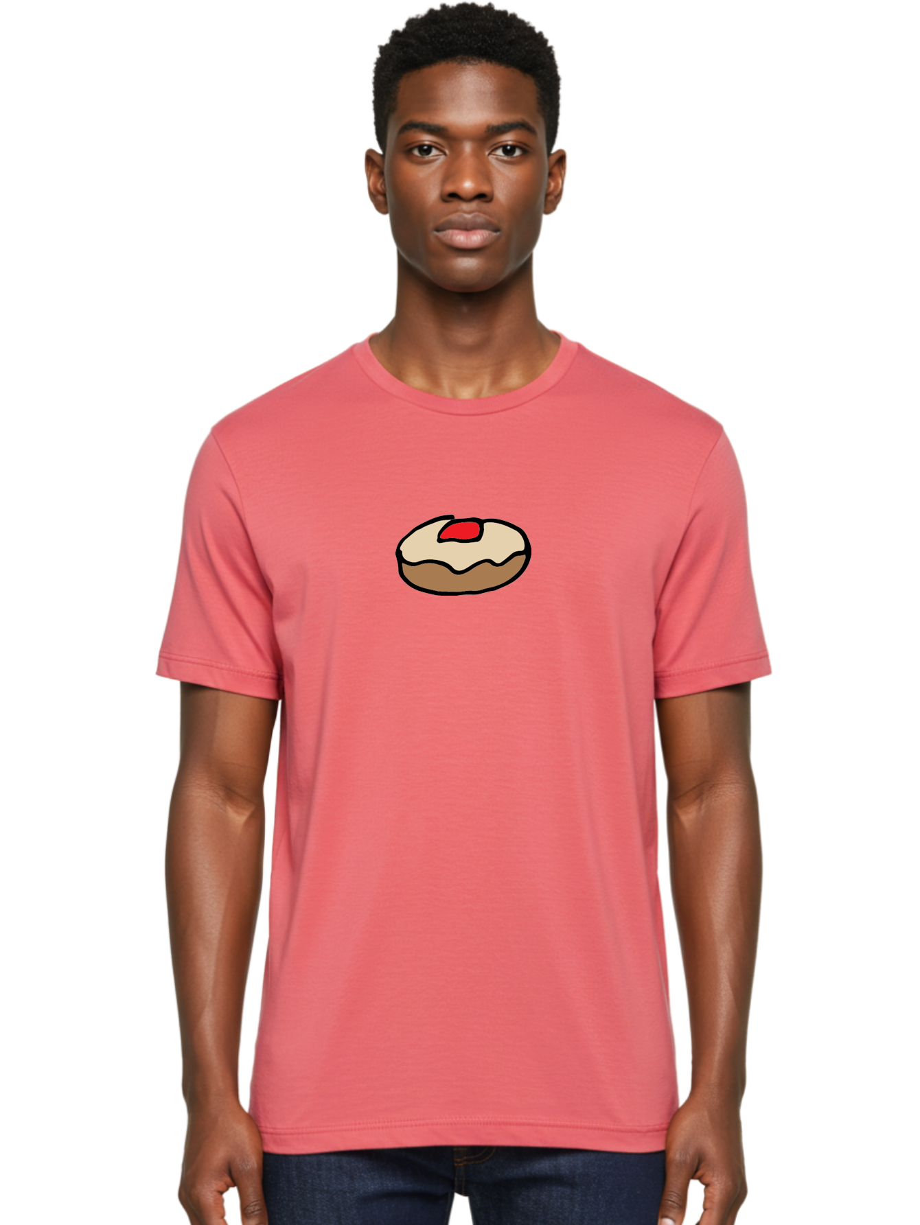 Donut-With-Cherry Men'S Graphic Tee, 100% Cotton, Comfortable Casual Summer Wear, Machine Washable, Donut With Cherry On Top, Sweet Treat, Dessert, Glazed Donut, Cherry Topping, Tasty Pastry, Baked Goods, Sweet Tooth, Donut Love, Foodie, - Aaa860
