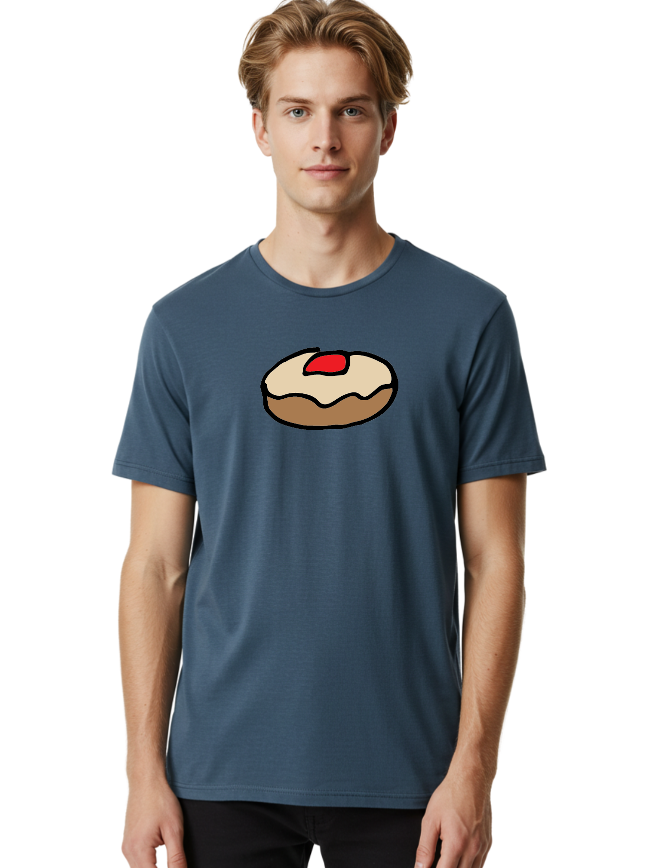 Donut-With-Cherry Men'S Graphic Tee, 100% Cotton, Comfortable Casual Summer Wear, Machine Washable, Donut With Cherry On Top, Sweet Treat, Dessert, Glazed Donut, Cherry Topping, Tasty Pastry, Baked Goods, Sweet Tooth, Donut Love, Foodie, - Aaa860