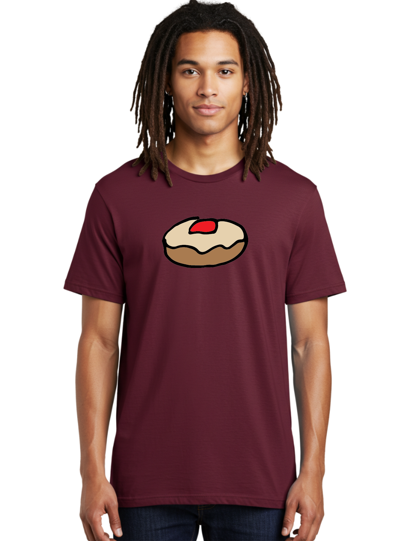 Donut-With-Cherry Men'S Graphic Tee, 100% Cotton, Comfortable Casual Summer Wear, Machine Washable, Donut With Cherry On Top, Sweet Treat, Dessert, Glazed Donut, Cherry Topping, Tasty Pastry, Baked Goods, Sweet Tooth, Donut Love, Foodie, - Aaa860