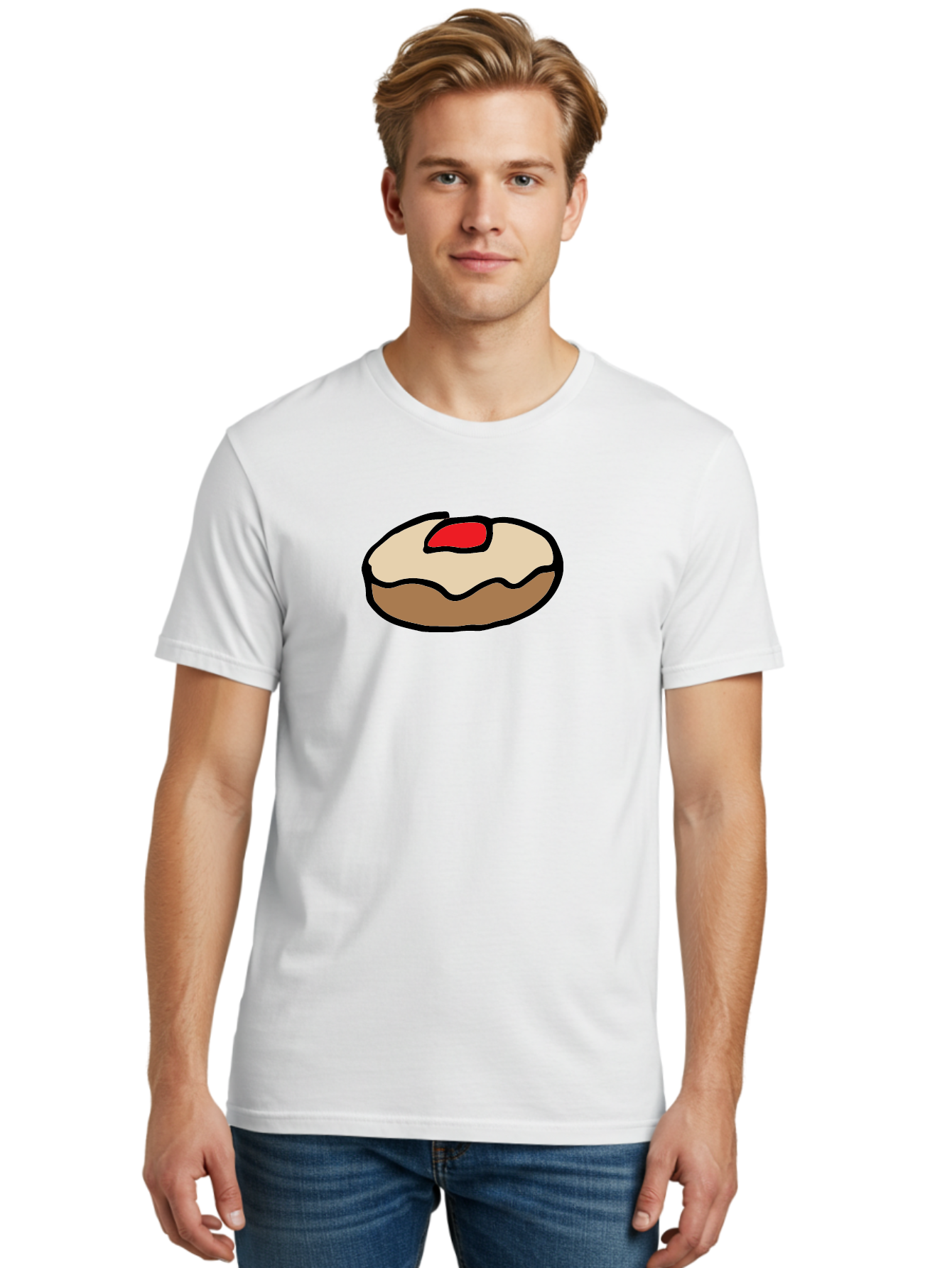 donut with cherry on top, sweet treat, dessert, glazed donut, cherry topping, tasty pastry, baked goods, sweet tooth, donut love, foodie, cartoon style