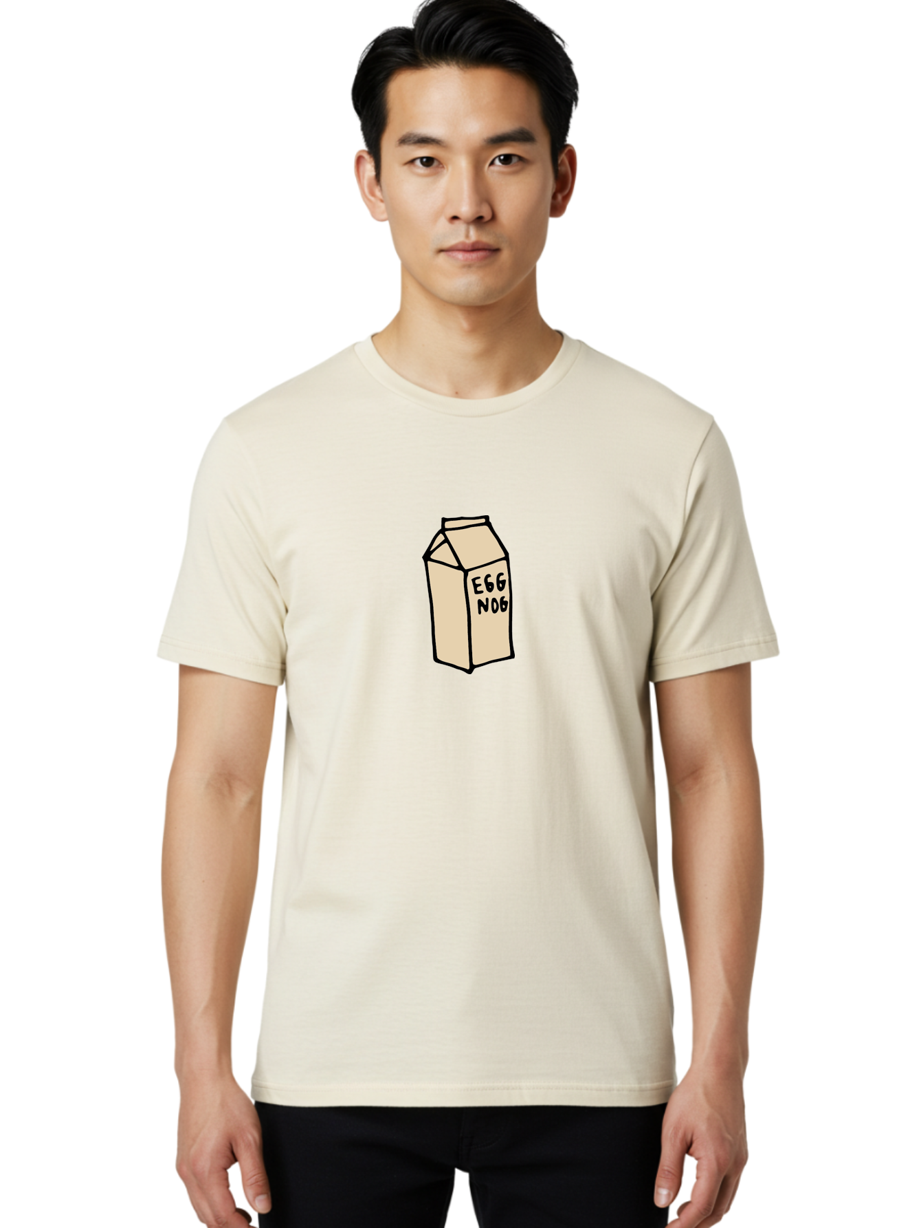 Egg-Nog Men'S Graphic Tee, 100% Cotton, Comfortable Casual Summer Wear, Machine Washable, Egg Nog Carton, Holiday Beverage, Festive Drink, Creamy Texture, Winter Season, Traditional Eggnog, Dairy Product - Aaa866