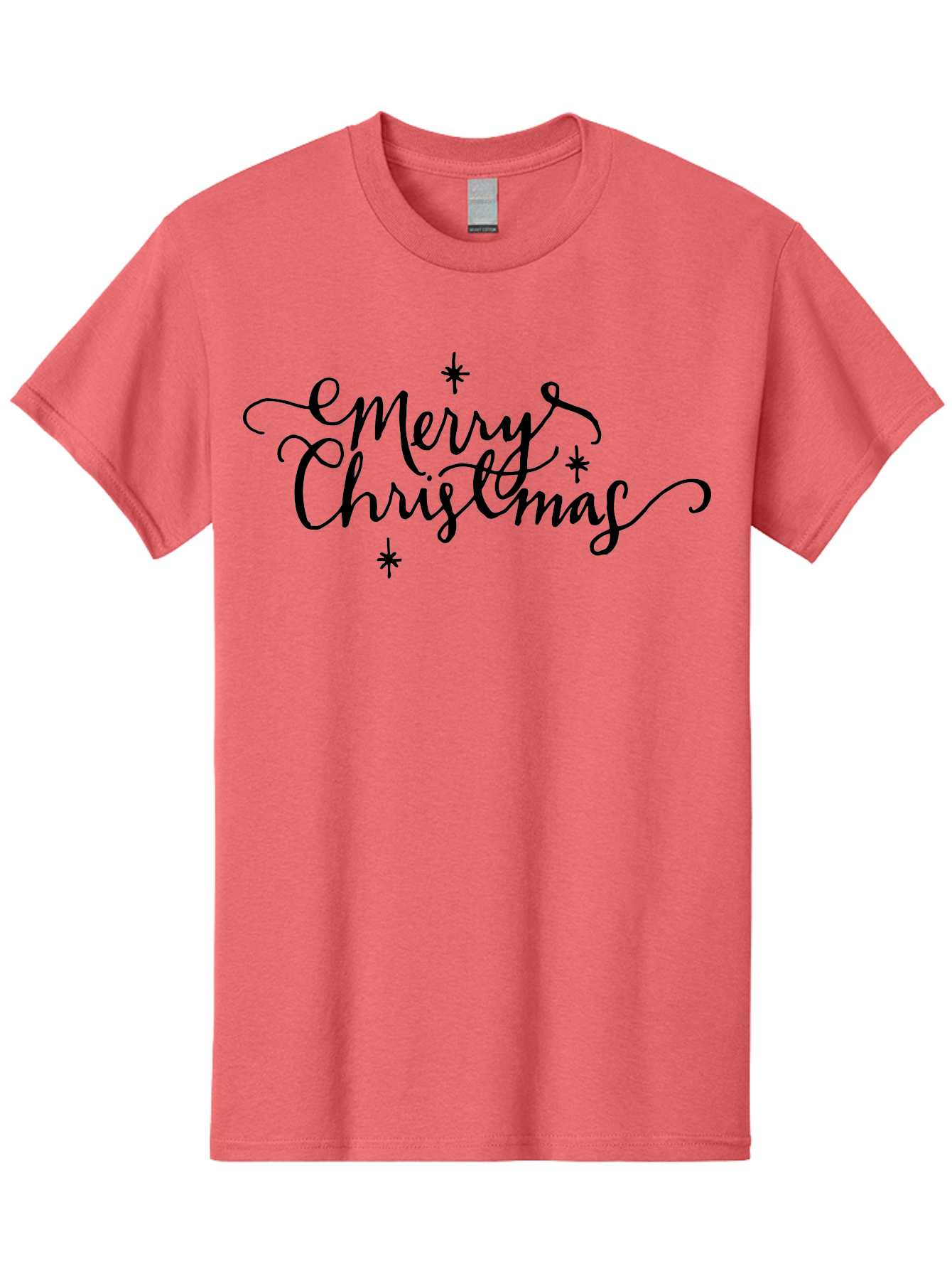 Emerry-Christmas Men'S Graphic Tee, 100% Cotton, Comfortable Casual Summer Wear, Machine Washable, Merry Christmas, Festive Greeting, Holiday Wishes, Cursive Script, Black Text, Starry Decorations, Winter Season, Holiday Cheer, - Aaa869