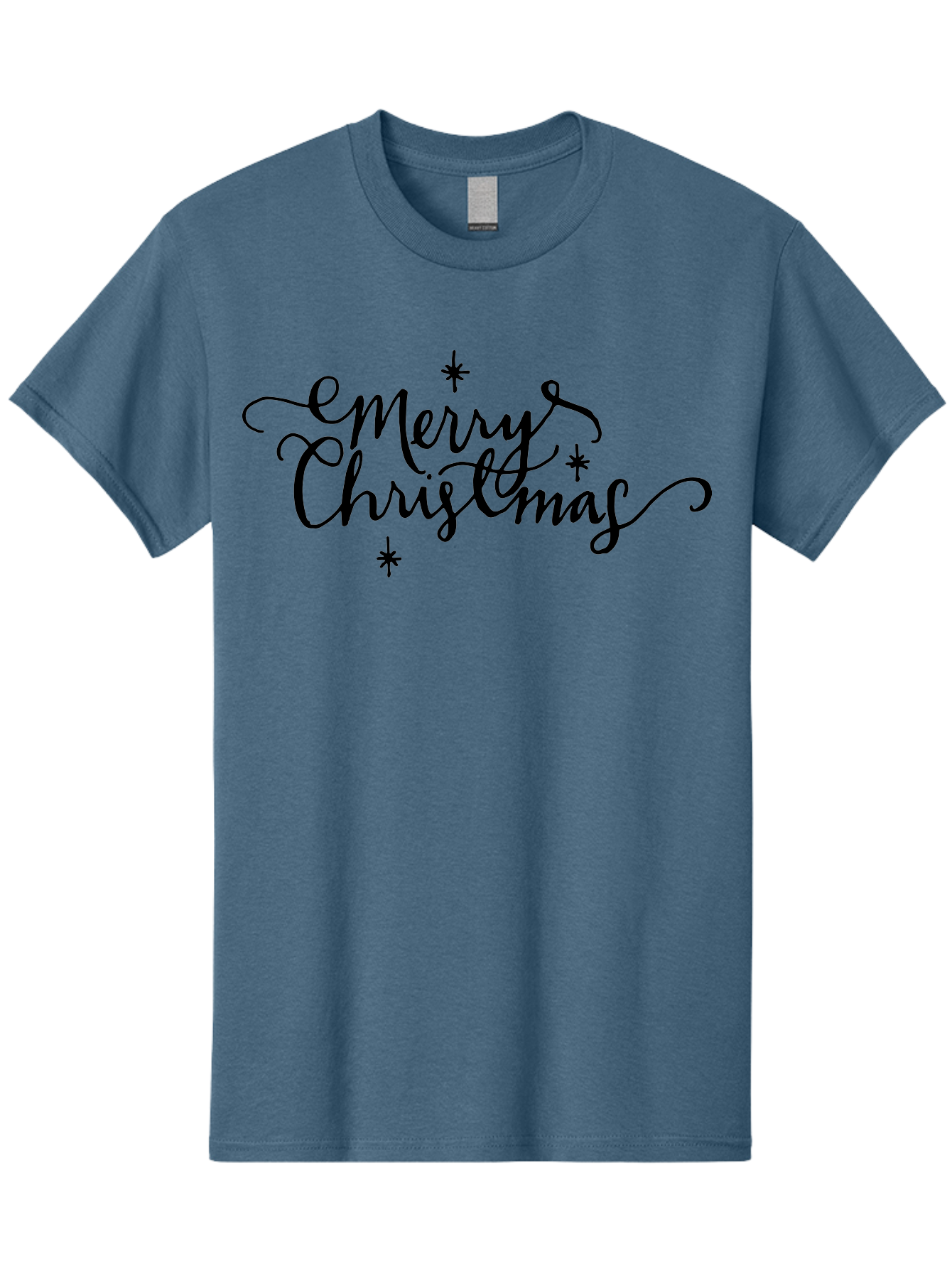 Emerry-Christmas Men'S Graphic Tee, 100% Cotton, Comfortable Casual Summer Wear, Machine Washable, Merry Christmas, Festive Greeting, Holiday Wishes, Cursive Script, Black Text, Starry Decorations, Winter Season, Holiday Cheer, - Aaa869