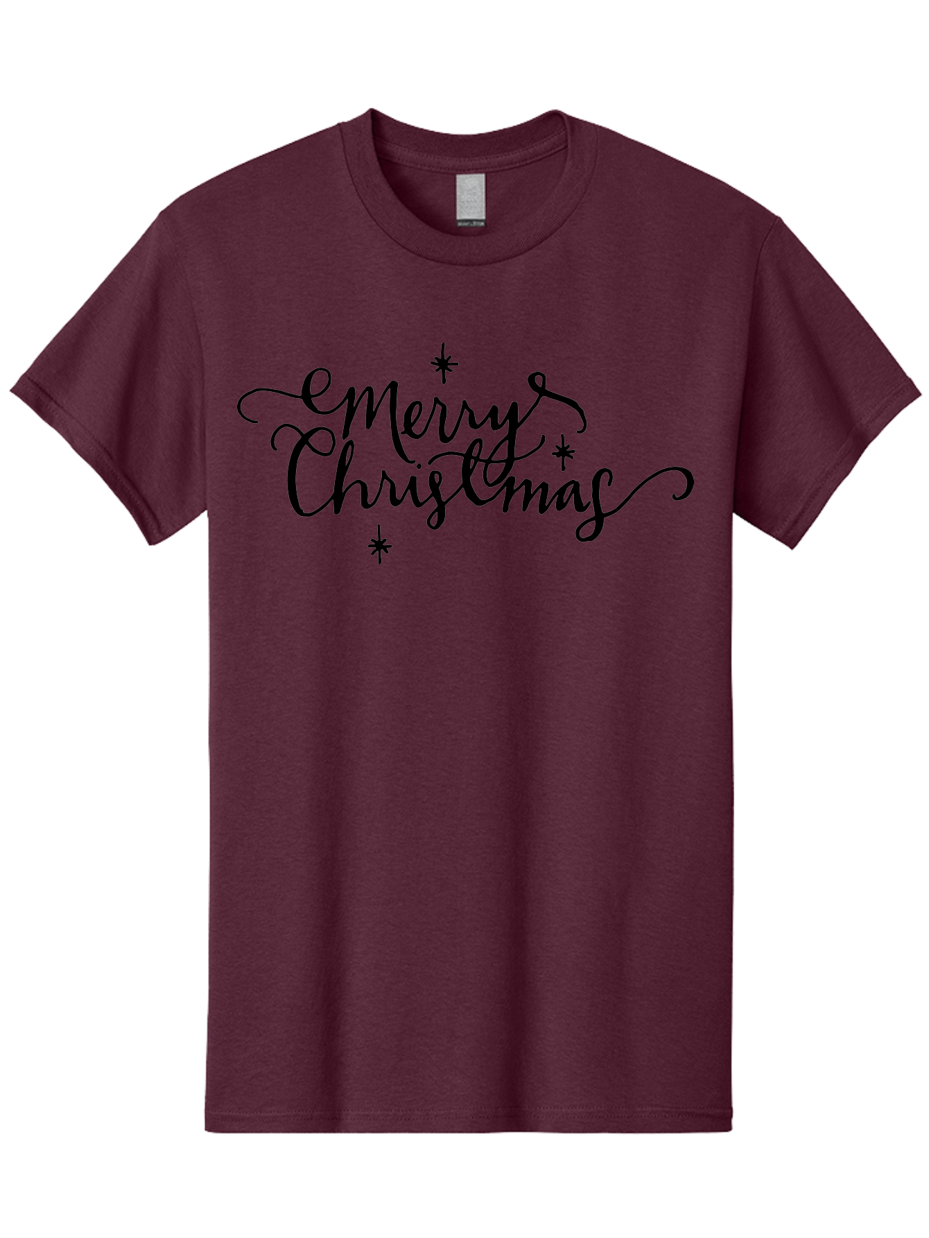 Emerry-Christmas Men'S Graphic Tee, 100% Cotton, Comfortable Casual Summer Wear, Machine Washable, Merry Christmas, Festive Greeting, Holiday Wishes, Cursive Script, Black Text, Starry Decorations, Winter Season, Holiday Cheer, - Aaa869