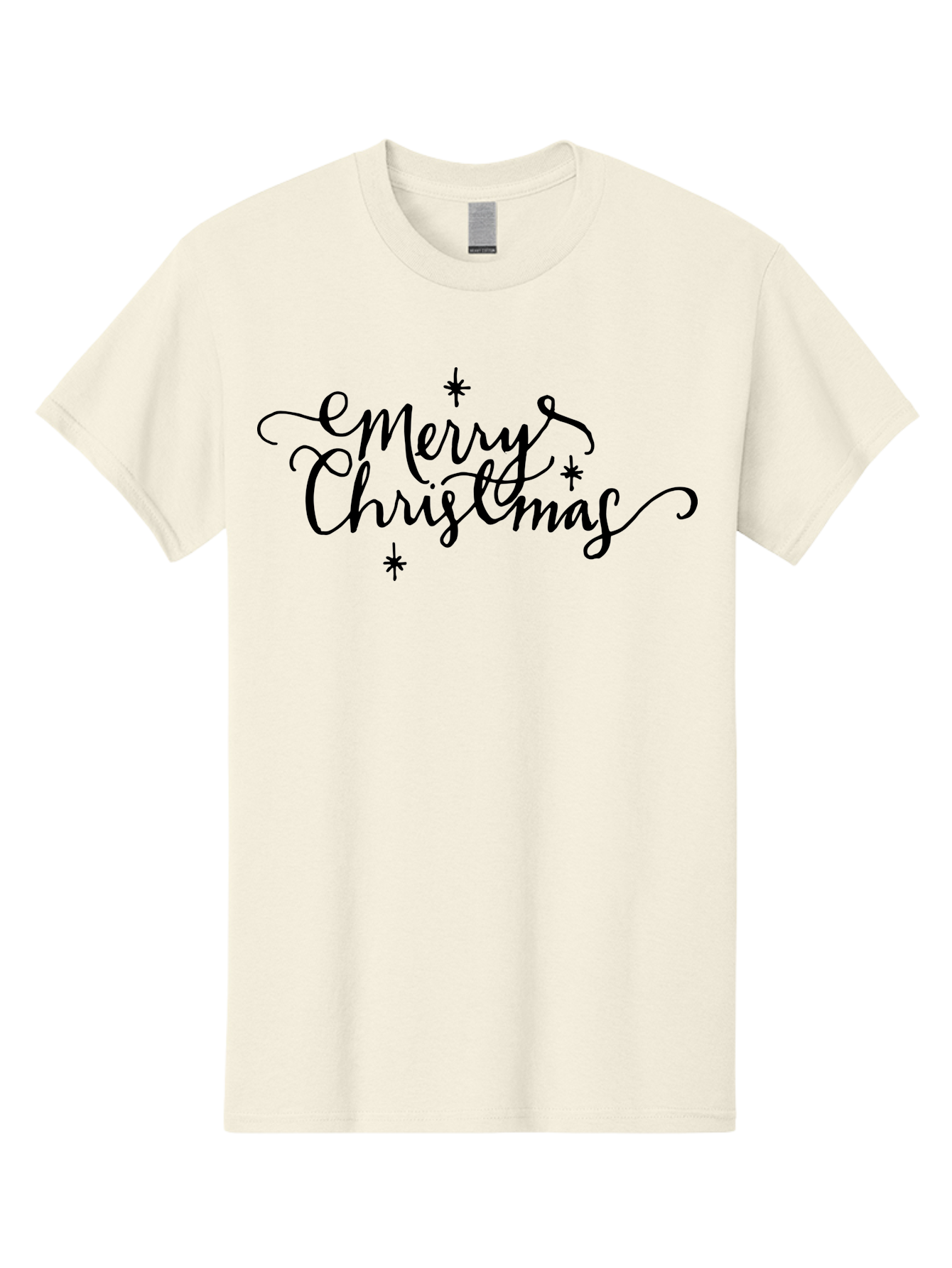 Emerry-Christmas Men'S Graphic Tee, 100% Cotton, Comfortable Casual Summer Wear, Machine Washable, Merry Christmas, Festive Greeting, Holiday Wishes, Cursive Script, Black Text, Starry Decorations, Winter Season, Holiday Cheer, - Aaa869