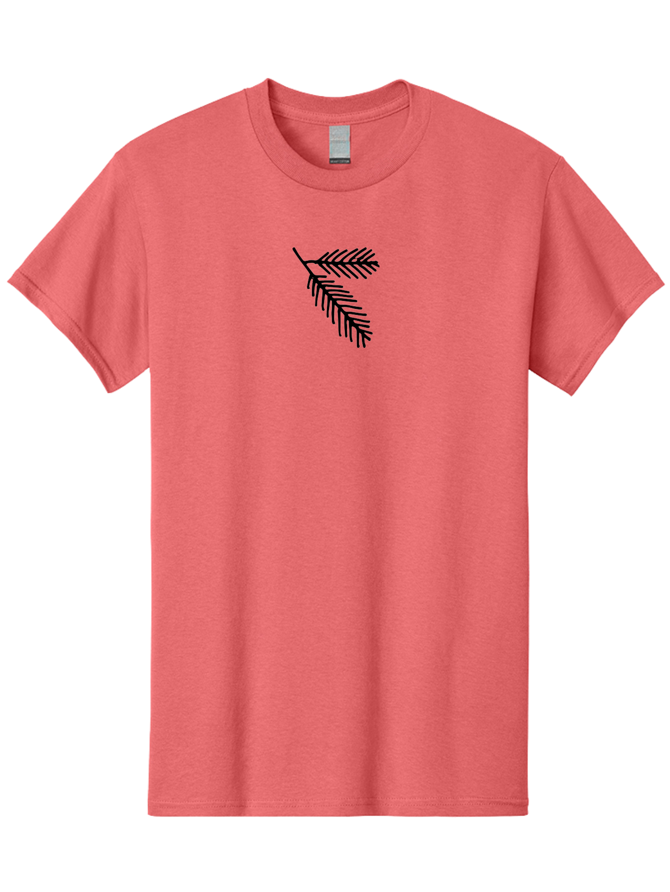 Fir-Branch Men'S Graphic Tee, 100% Cotton, Comfortable Casual Summer Wear, Machine Washable, Pine Branch Illustration, Black Silhouette, Simple Design, Minimalist Art, Nature-Inspired Graphics, Evergreen Branch, Digital Art - Aaa878