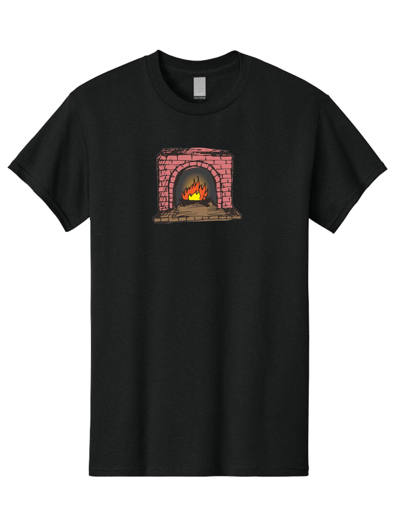 Fireplace-1 Men'S Graphic Tee, 100% Cotton, Comfortable Casual Summer Wear, Machine Washable, Cozy Fireplace, Burning Fire, Warm Flames, Brick Structure, Wooden Logs, Burning Wood, Warm Ambiance, Crackling Fire - Aaa879