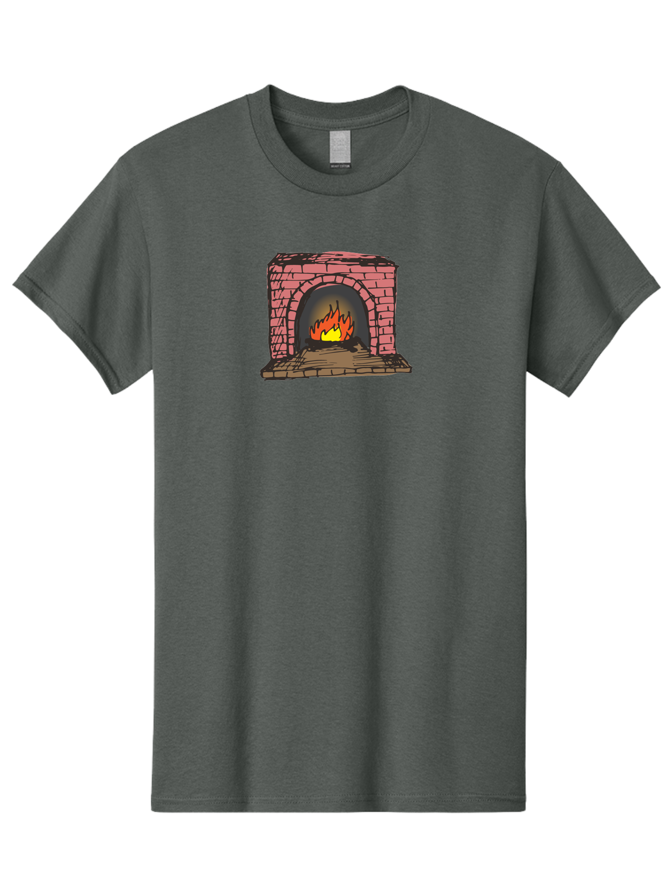 Fireplace-1 Men'S Graphic Tee, 100% Cotton, Comfortable Casual Summer Wear, Machine Washable, Cozy Fireplace, Burning Fire, Warm Flames, Brick Structure, Wooden Logs, Burning Wood, Warm Ambiance, Crackling Fire - Aaa879