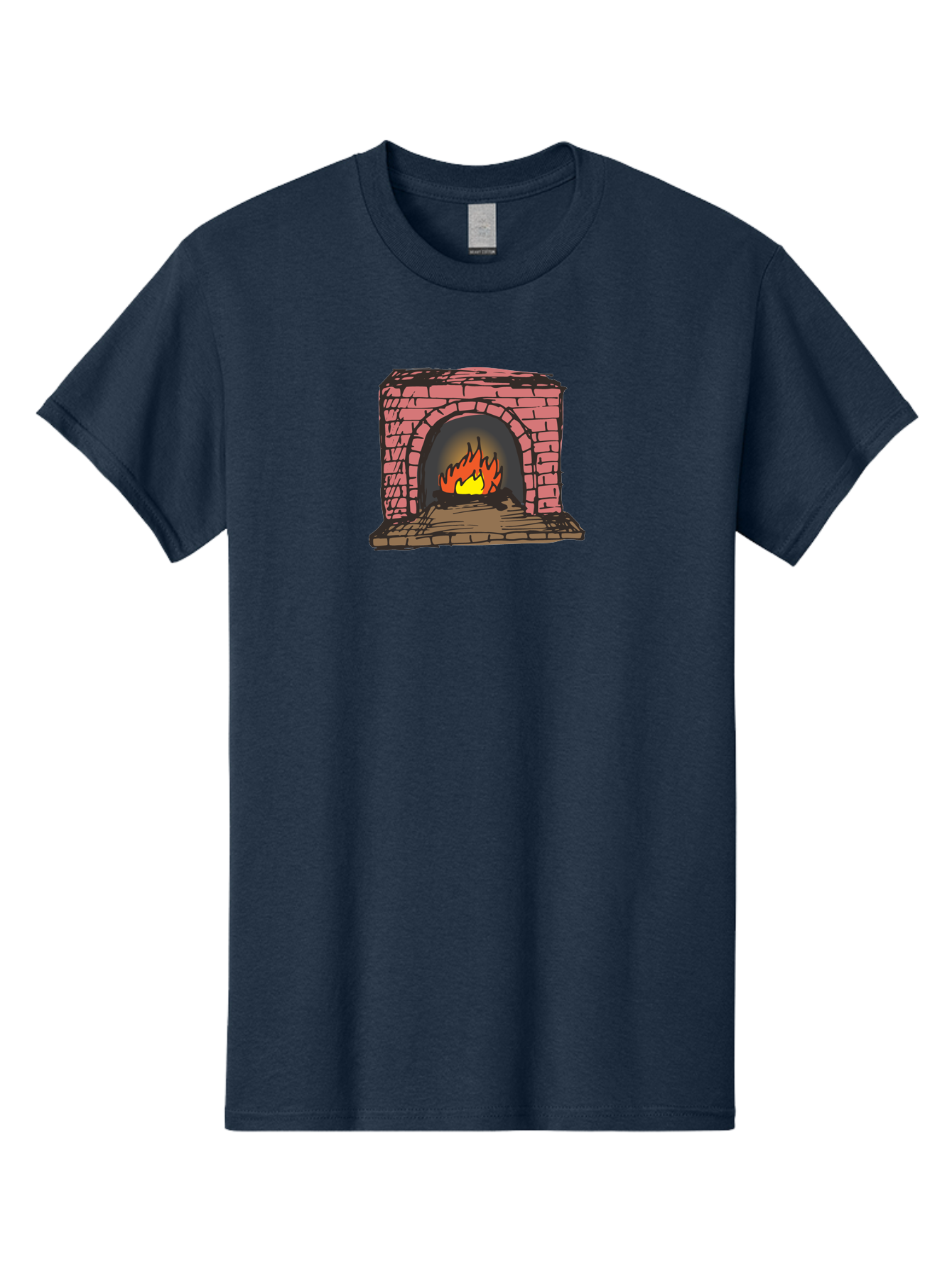 Fireplace-1 Men'S Graphic Tee, 100% Cotton, Comfortable Casual Summer Wear, Machine Washable, Cozy Fireplace, Burning Fire, Warm Flames, Brick Structure, Wooden Logs, Burning Wood, Warm Ambiance, Crackling Fire - Aaa879