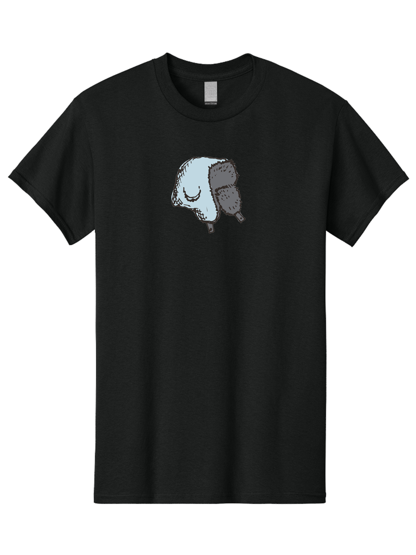 Fleece-Headband Men'S Graphic Tee, 100% Cotton, Comfortable Casual Summer Wear, Machine Washable, Cartoon Shearwater, Seabird Illustration, Simple Artwork, Grey Bird, Cute Smile, Avian Species, Marine Life, Bird Watching, Wildlife, - Aaa884