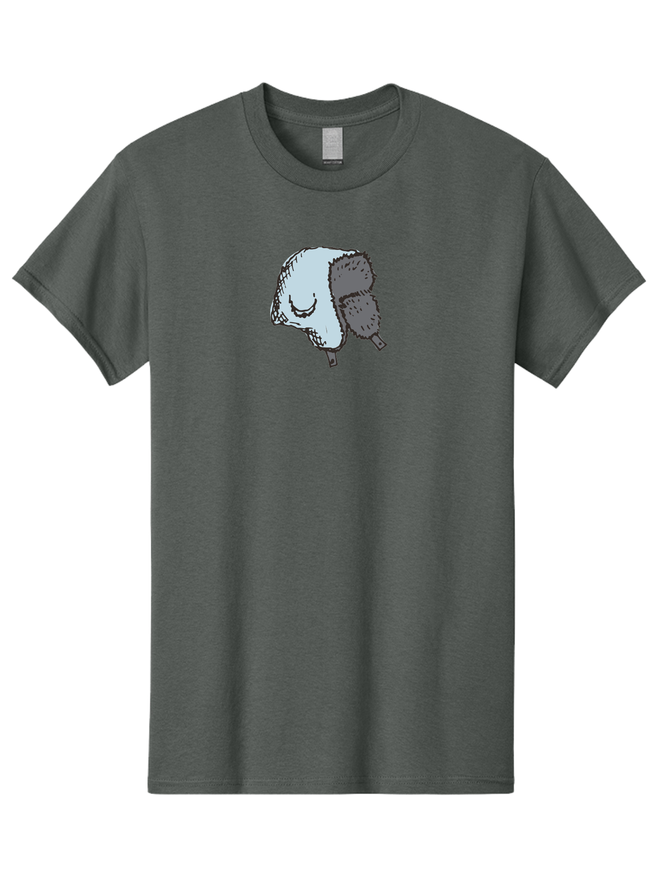 Fleece-Headband Men'S Graphic Tee, 100% Cotton, Comfortable Casual Summer Wear, Machine Washable, Cartoon Shearwater, Seabird Illustration, Simple Artwork, Grey Bird, Cute Smile, Avian Species, Marine Life, Bird Watching, Wildlife, - Aaa884