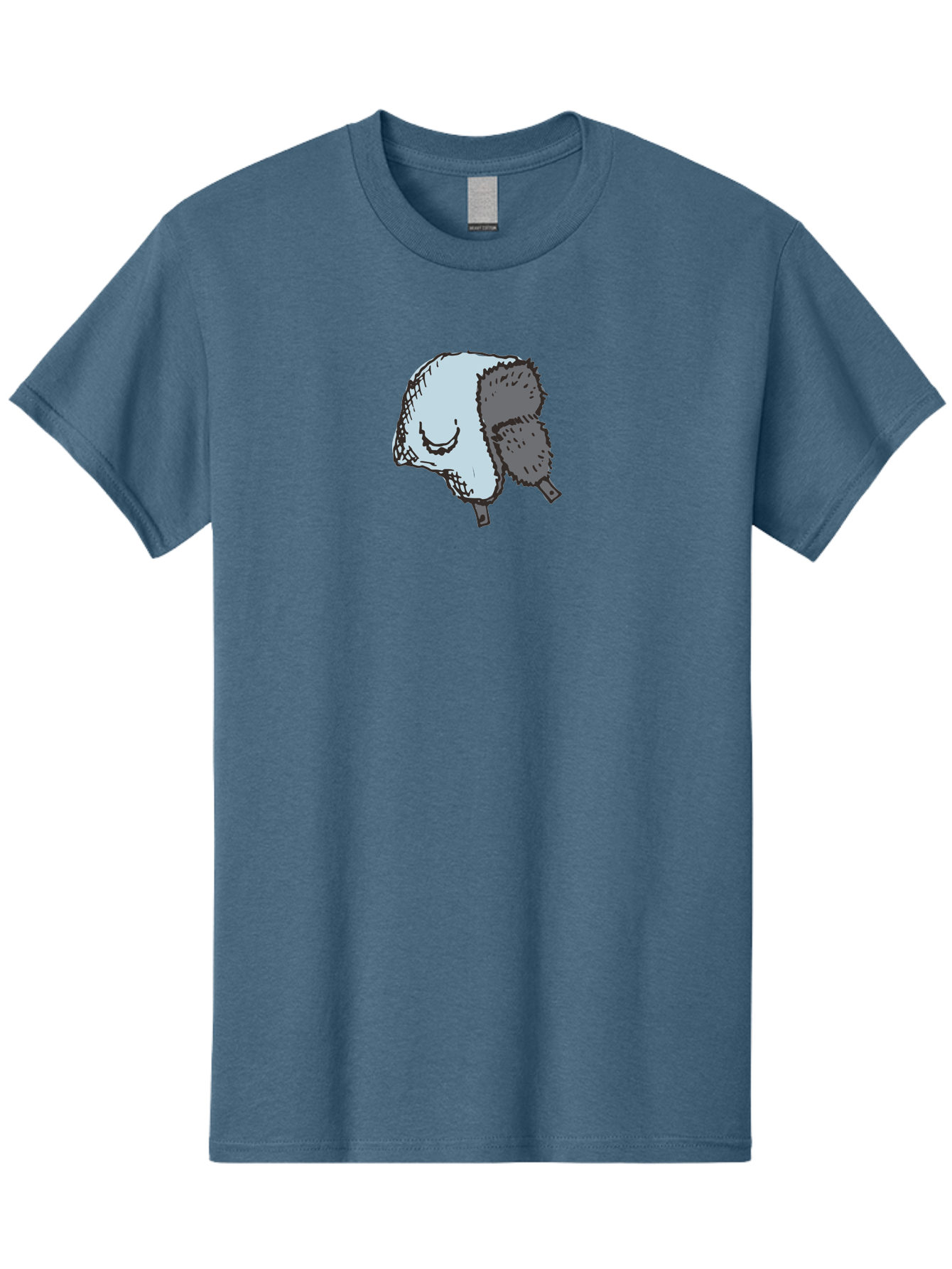 Fleece-Headband Men'S Graphic Tee, 100% Cotton, Comfortable Casual Summer Wear, Machine Washable, Cartoon Shearwater, Seabird Illustration, Simple Artwork, Grey Bird, Cute Smile, Avian Species, Marine Life, Bird Watching, Wildlife, - Aaa884