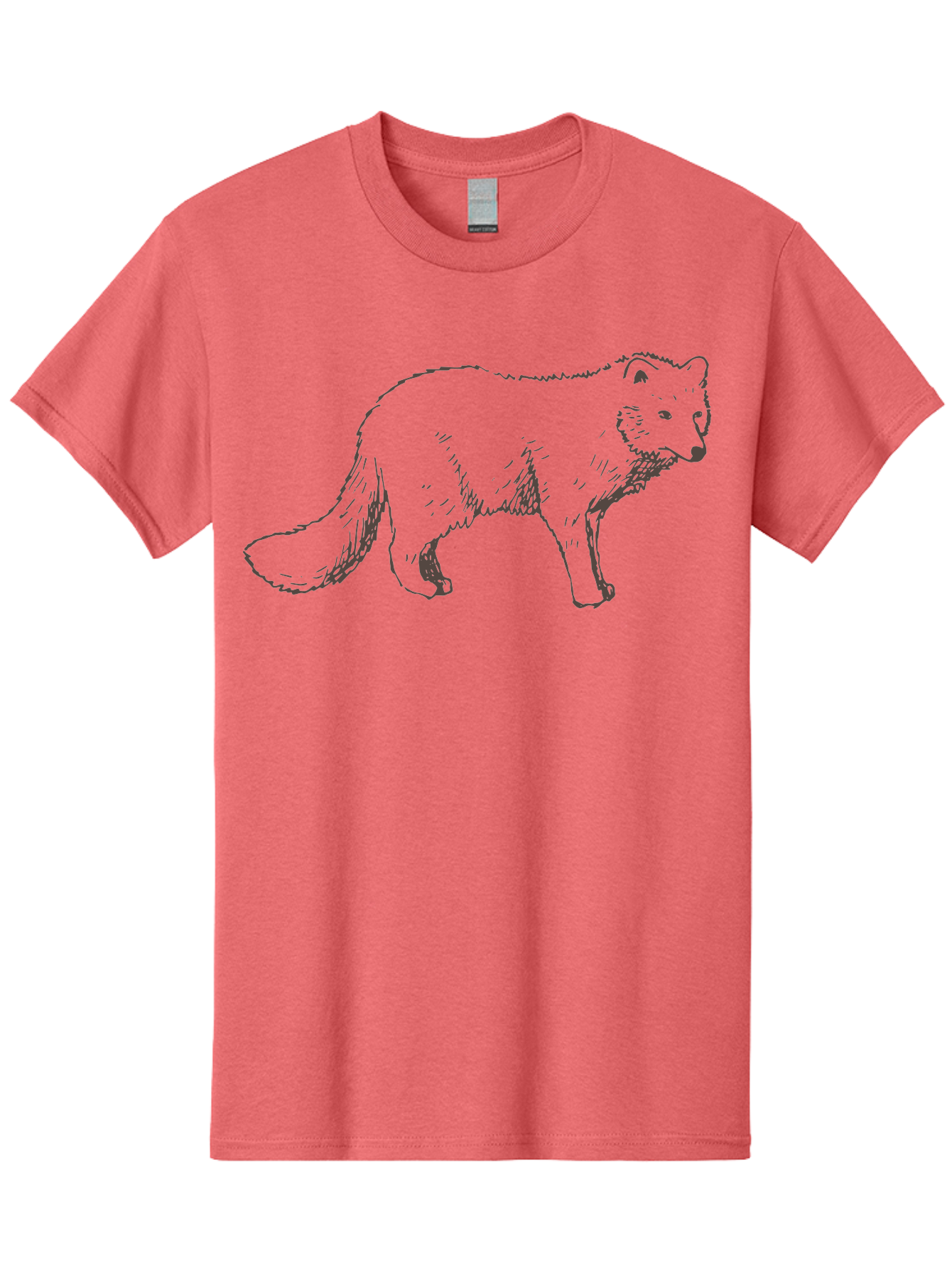 Fox Men'S Graphic Tee, 100% Cotton, Comfortable Casual Summer Wear, Machine Washable, Hand-Drawn Fox, Wildlife Illustration, Animal Art, Sketch Of A Fox, Furry Creature, Wild Animal, Cute Fox, Cartoon Style - Aaa885