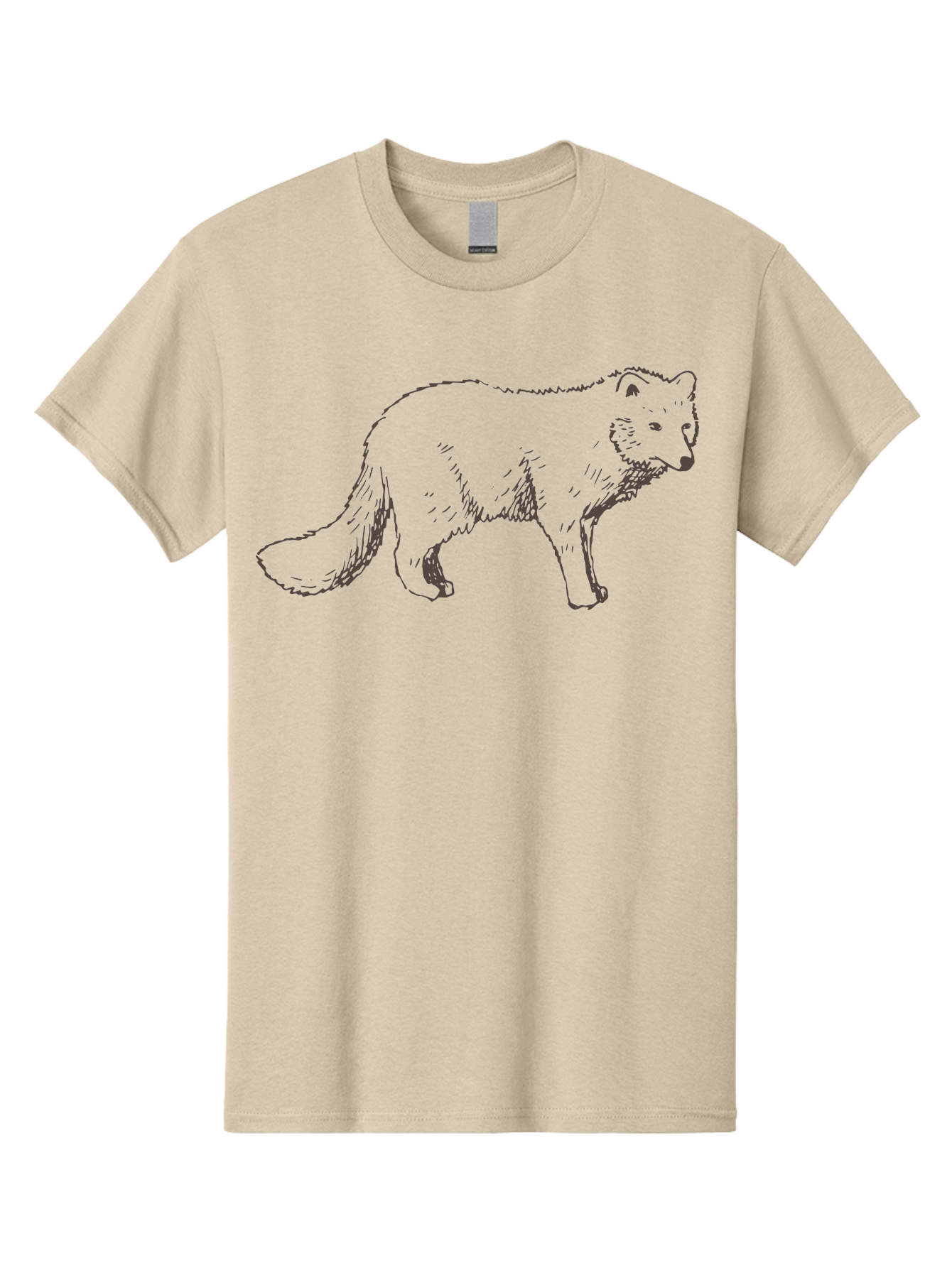 Fox Men'S Graphic Tee, 100% Cotton, Comfortable Casual Summer Wear, Machine Washable, Hand-Drawn Fox, Wildlife Illustration, Animal Art, Sketch Of A Fox, Furry Creature, Wild Animal, Cute Fox, Cartoon Style - Aaa885