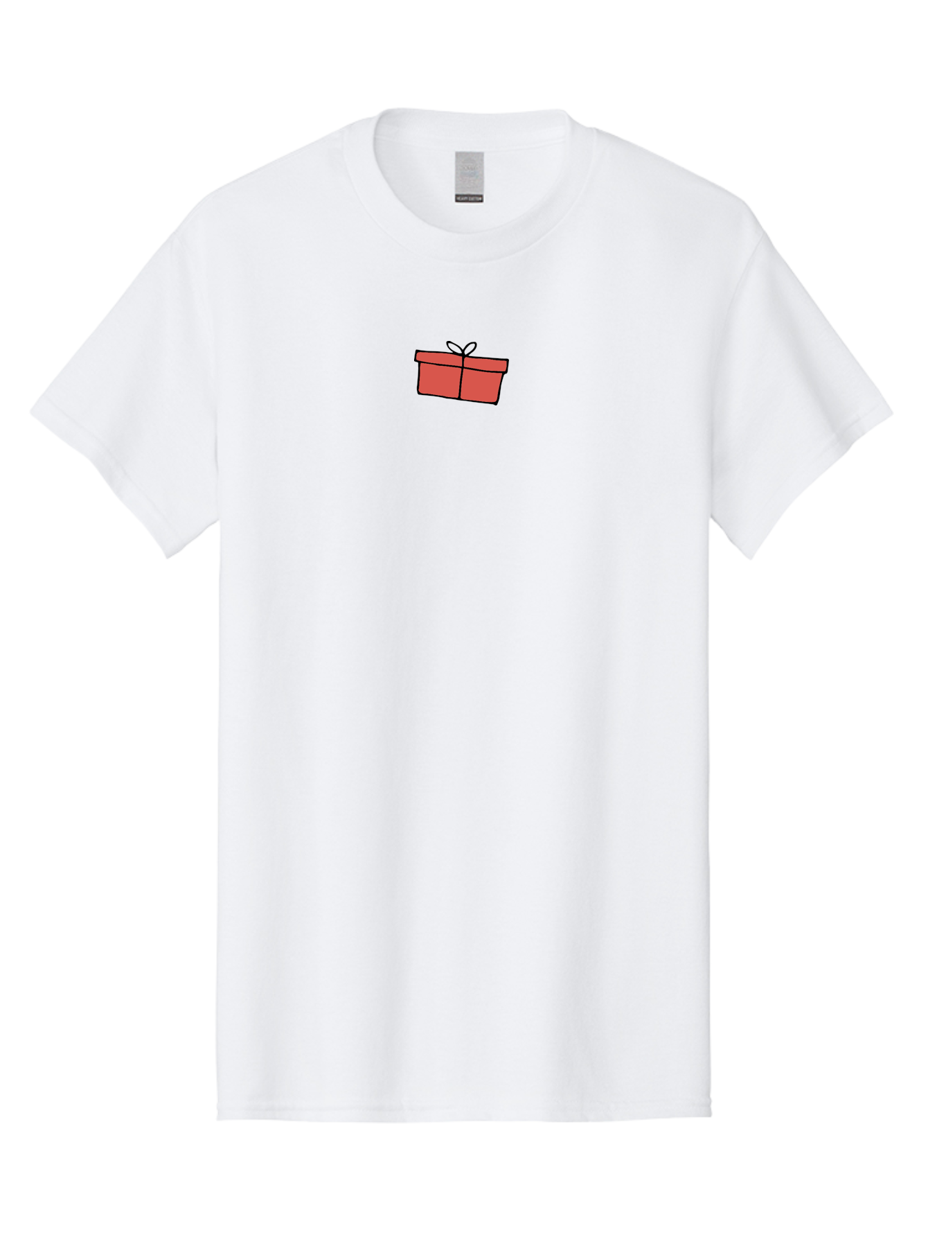 Gift-Box-1 Men'S Graphic Tee, 100% Cotton, Comfortable Casual Summer Wear, Machine Washable, Red Gift Box, Gift Wrapping, Present Box, Birthday Gift, Cartoon Style, Simple Design, Ribbon On Top, Gift Idea, Wrapped Gift - Aaa890