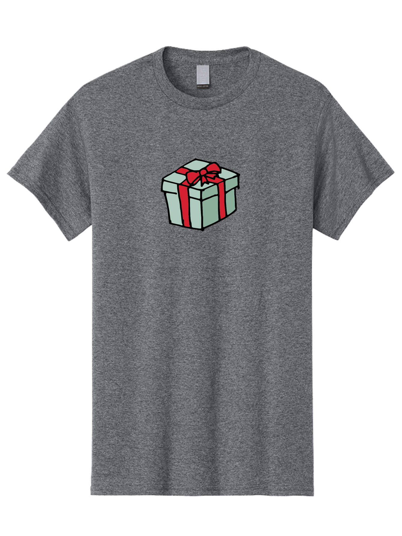 Gift-Box Men'S Graphic Tee, 100% Cotton, Comfortable Casual Summer Wear, Machine Washable, Wrapped Present, Gift Box, Red Ribbon, Festive Wrapping, Holiday Gift, Present With Bow, Gift Idea - Aaa895