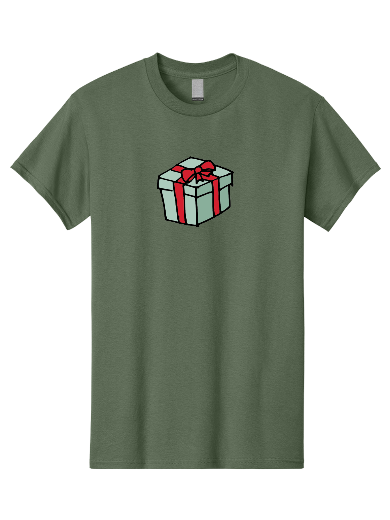 Gift-Box Men'S Graphic Tee, 100% Cotton, Comfortable Casual Summer Wear, Machine Washable, Wrapped Present, Gift Box, Red Ribbon, Festive Wrapping, Holiday Gift, Present With Bow, Gift Idea - Aaa895
