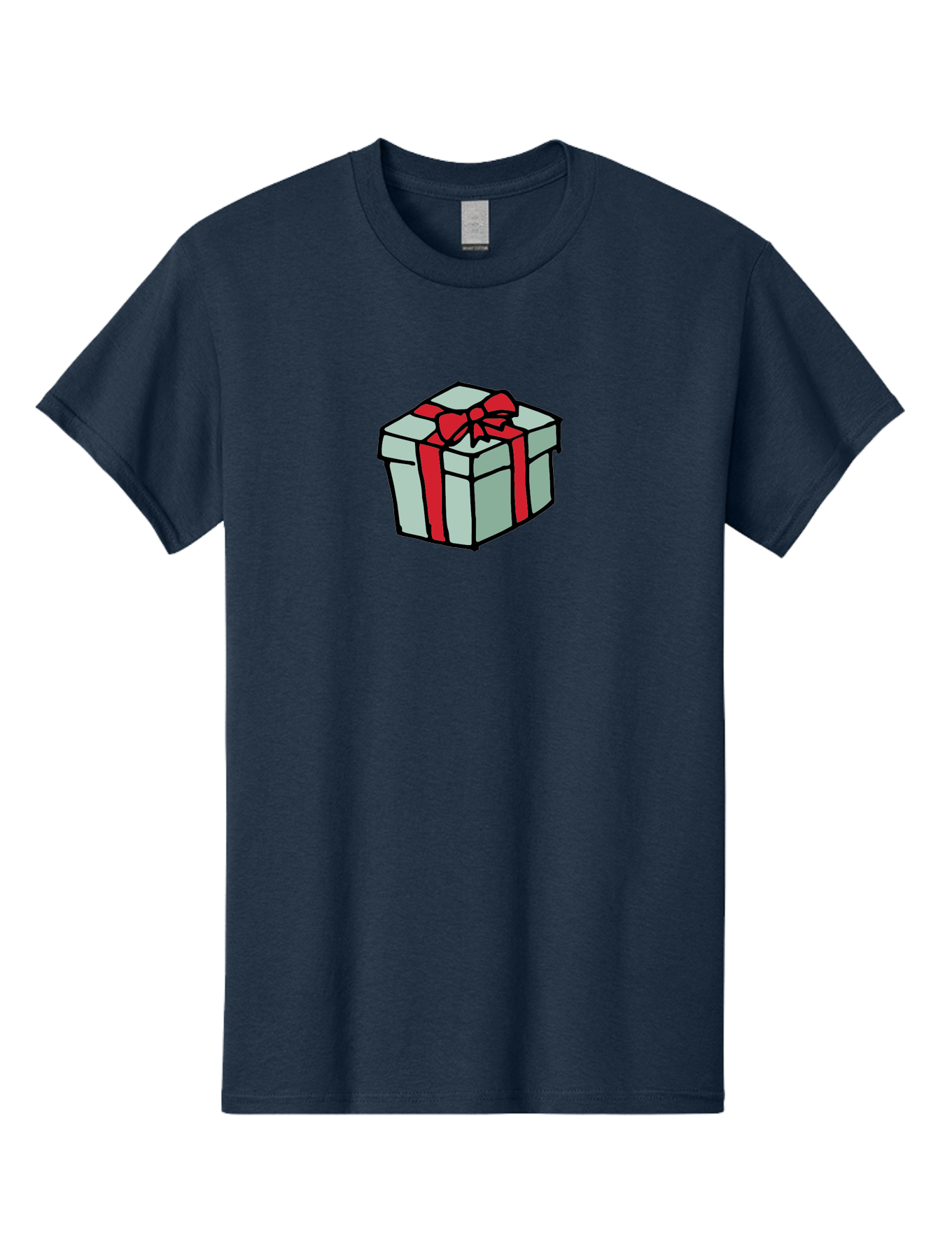 Gift-Box Men'S Graphic Tee, 100% Cotton, Comfortable Casual Summer Wear, Machine Washable, Wrapped Present, Gift Box, Red Ribbon, Festive Wrapping, Holiday Gift, Present With Bow, Gift Idea - Aaa895