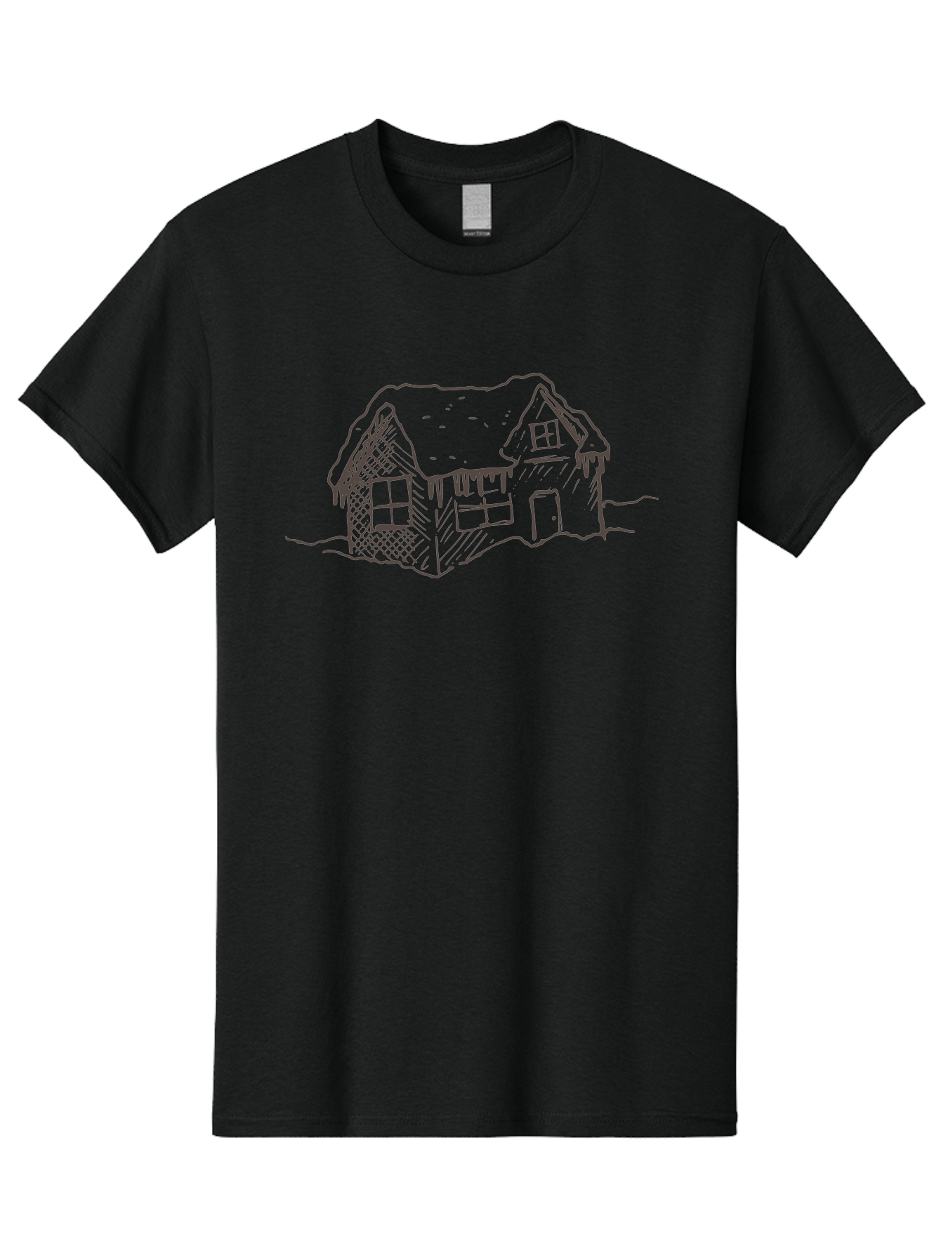 Gingerbread-House Men'S Graphic Tee, 100% Cotton, Comfortable Casual Summer Wear, Machine Washable, Whimsical House, Simple Drawing, Sketch Art, Cottage Design, Dreamy Architecture, Charming Abode, Rustic Charm, Hand-Drawn Illustration - Aaa896