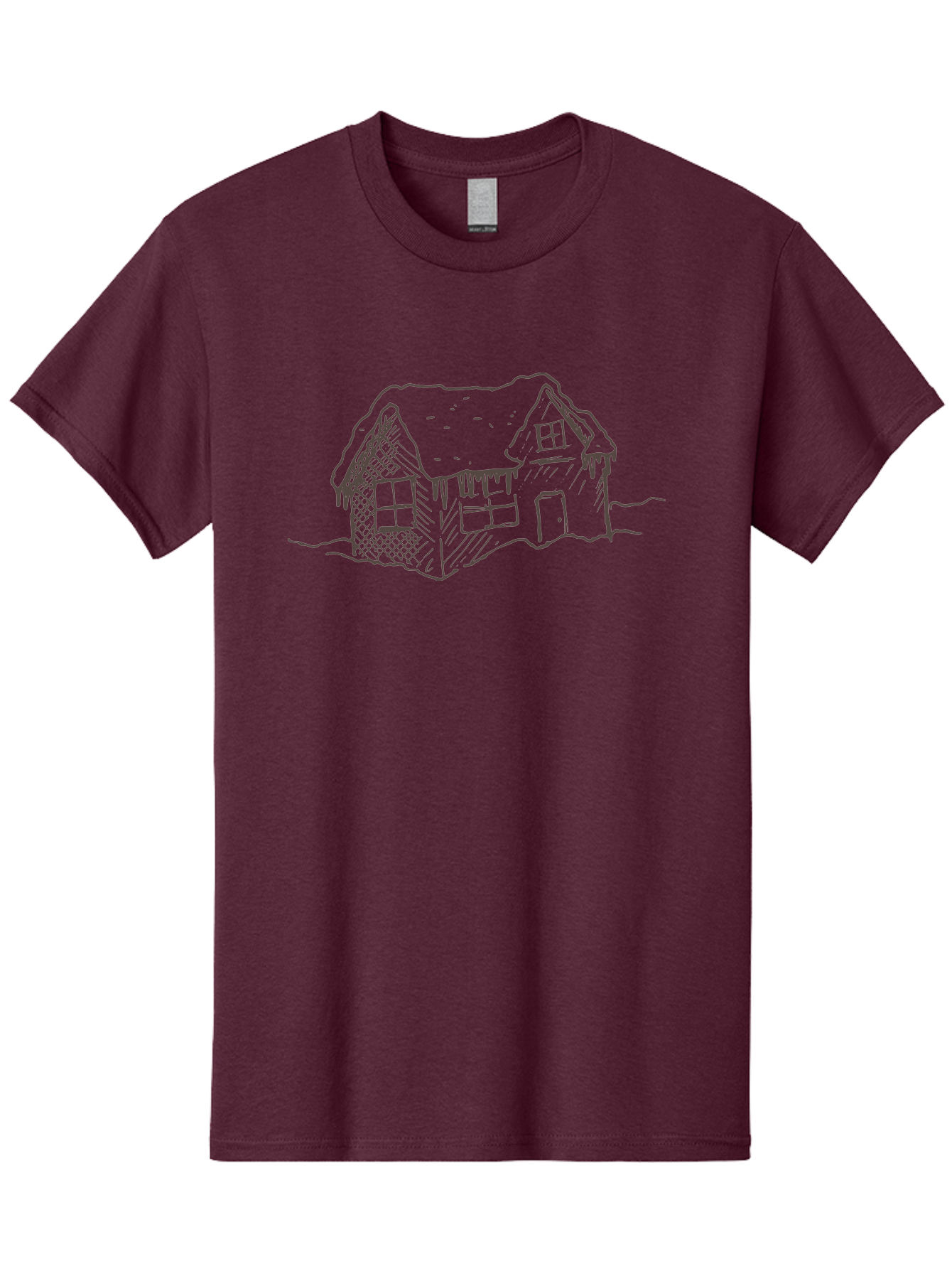 Gingerbread-House Men'S Graphic Tee, 100% Cotton, Comfortable Casual Summer Wear, Machine Washable, Whimsical House, Simple Drawing, Sketch Art, Cottage Design, Dreamy Architecture, Charming Abode, Rustic Charm, Hand-Drawn Illustration - Aaa896