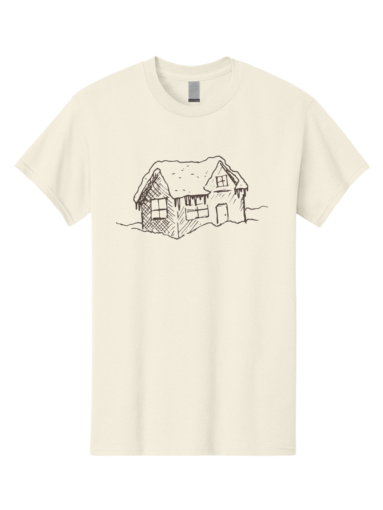 Gingerbread-House Men'S Graphic Tee, 100% Cotton, Comfortable Casual Summer Wear, Machine Washable, Whimsical House, Simple Drawing, Sketch Art, Cottage Design, Dreamy Architecture, Charming Abode, Rustic Charm, Hand-Drawn Illustration - Aaa896