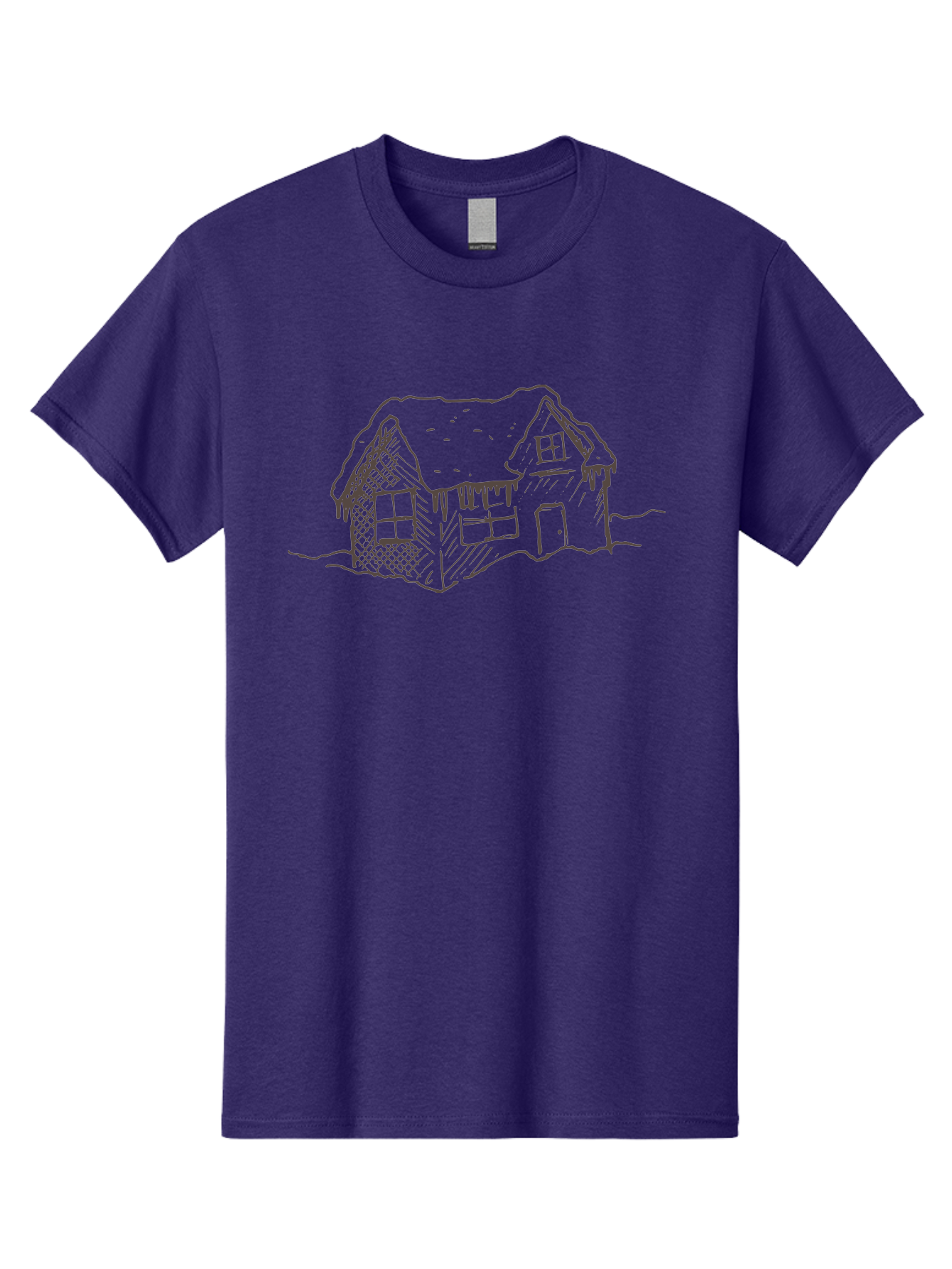 Gingerbread-House Men'S Graphic Tee, 100% Cotton, Comfortable Casual Summer Wear, Machine Washable, Whimsical House, Simple Drawing, Sketch Art, Cottage Design, Dreamy Architecture, Charming Abode, Rustic Charm, Hand-Drawn Illustration - Aaa896