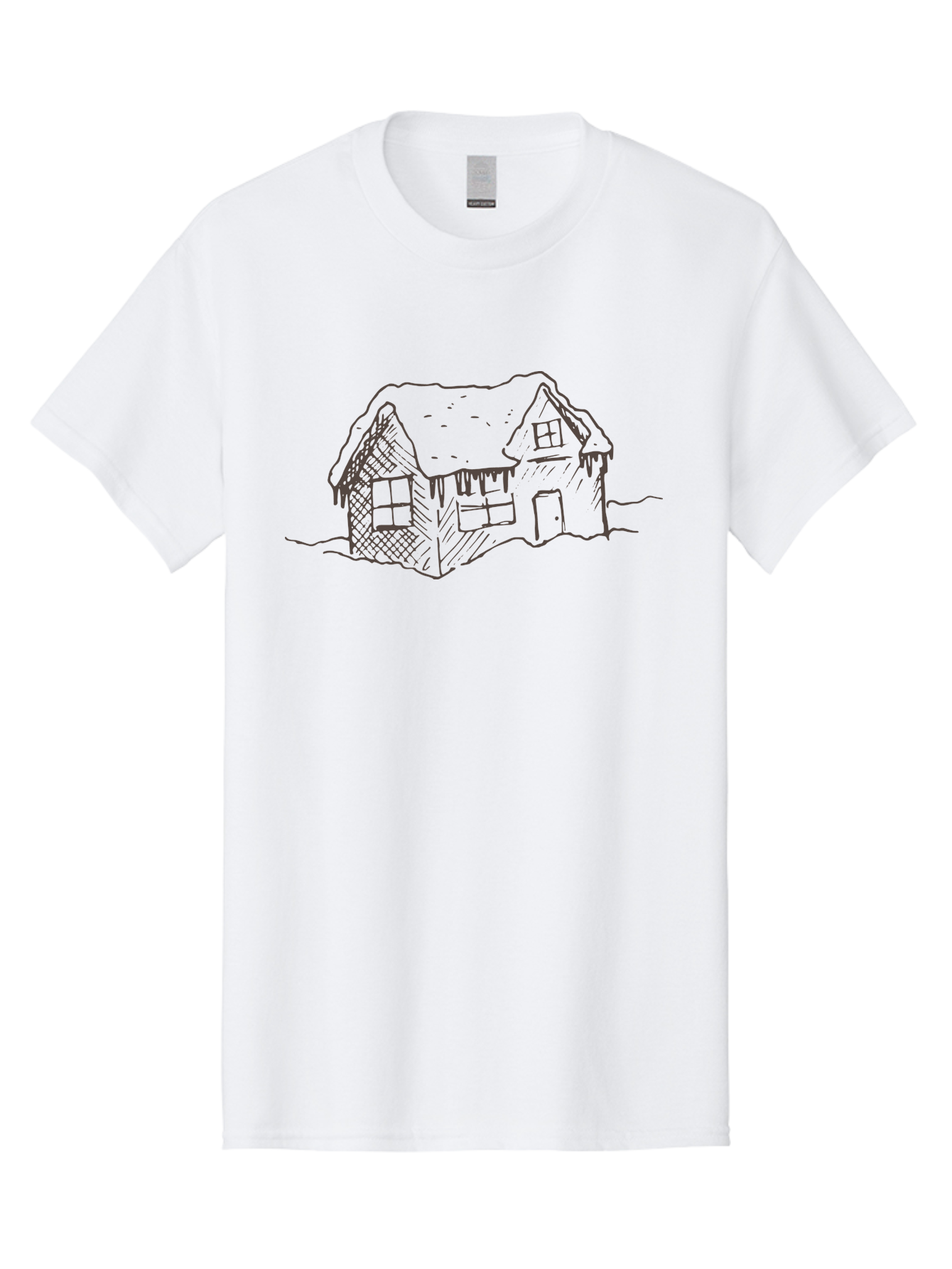 Gingerbread-House Men'S Graphic Tee, 100% Cotton, Comfortable Casual Summer Wear, Machine Washable, Whimsical House, Simple Drawing, Sketch Art, Cottage Design, Dreamy Architecture, Charming Abode, Rustic Charm, Hand-Drawn Illustration - Aaa896