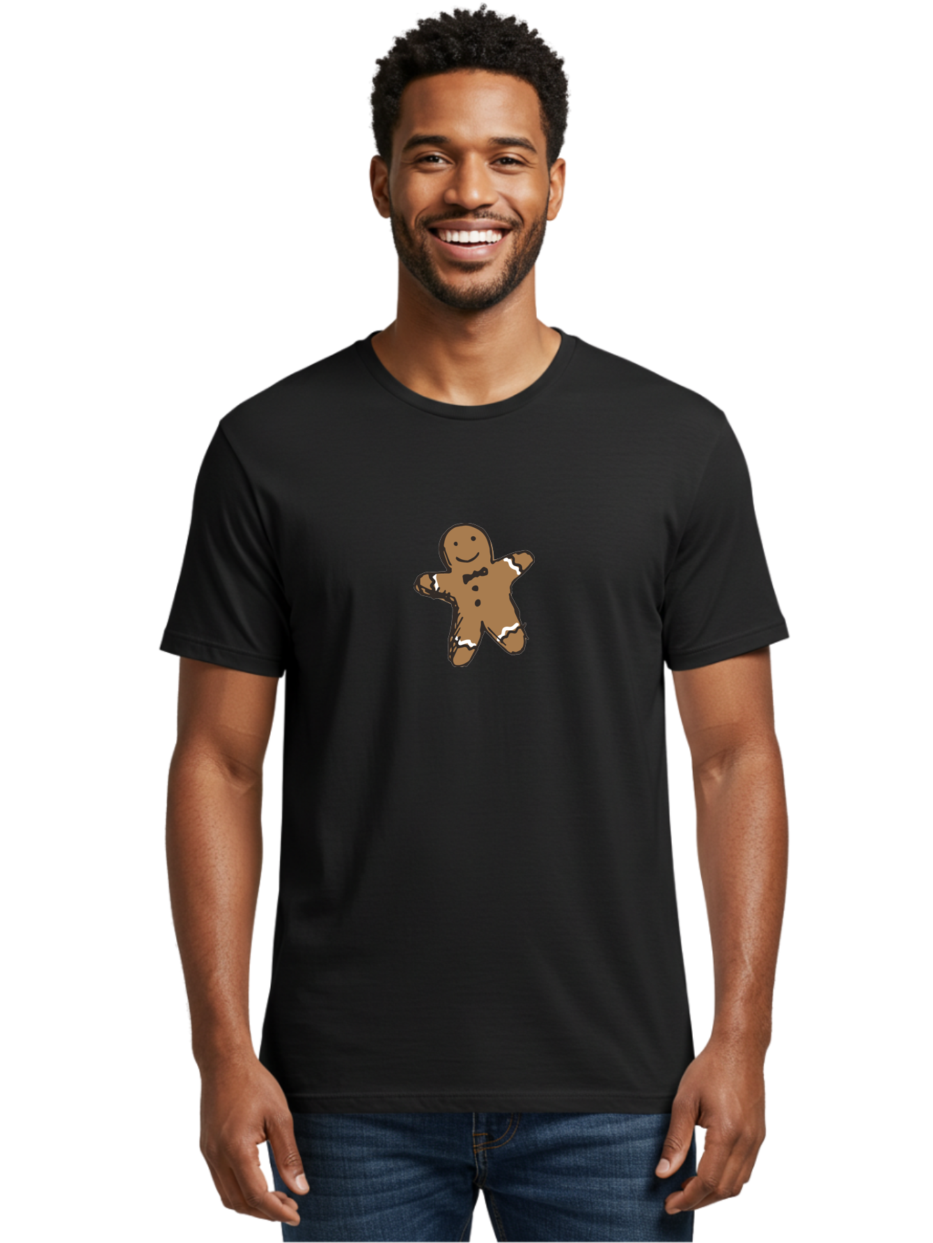 Gingerbread-Man-3 Men'S Graphic Tee, 100% Cotton, Comfortable Casual Summer Wear, Machine Washable, Gingerbread Man, Festive Treat, Holiday Cookie, Sweet Delight, Icing Decorations, Cartoon Character, Christmas Cookie, Baking Fun - Aaa899