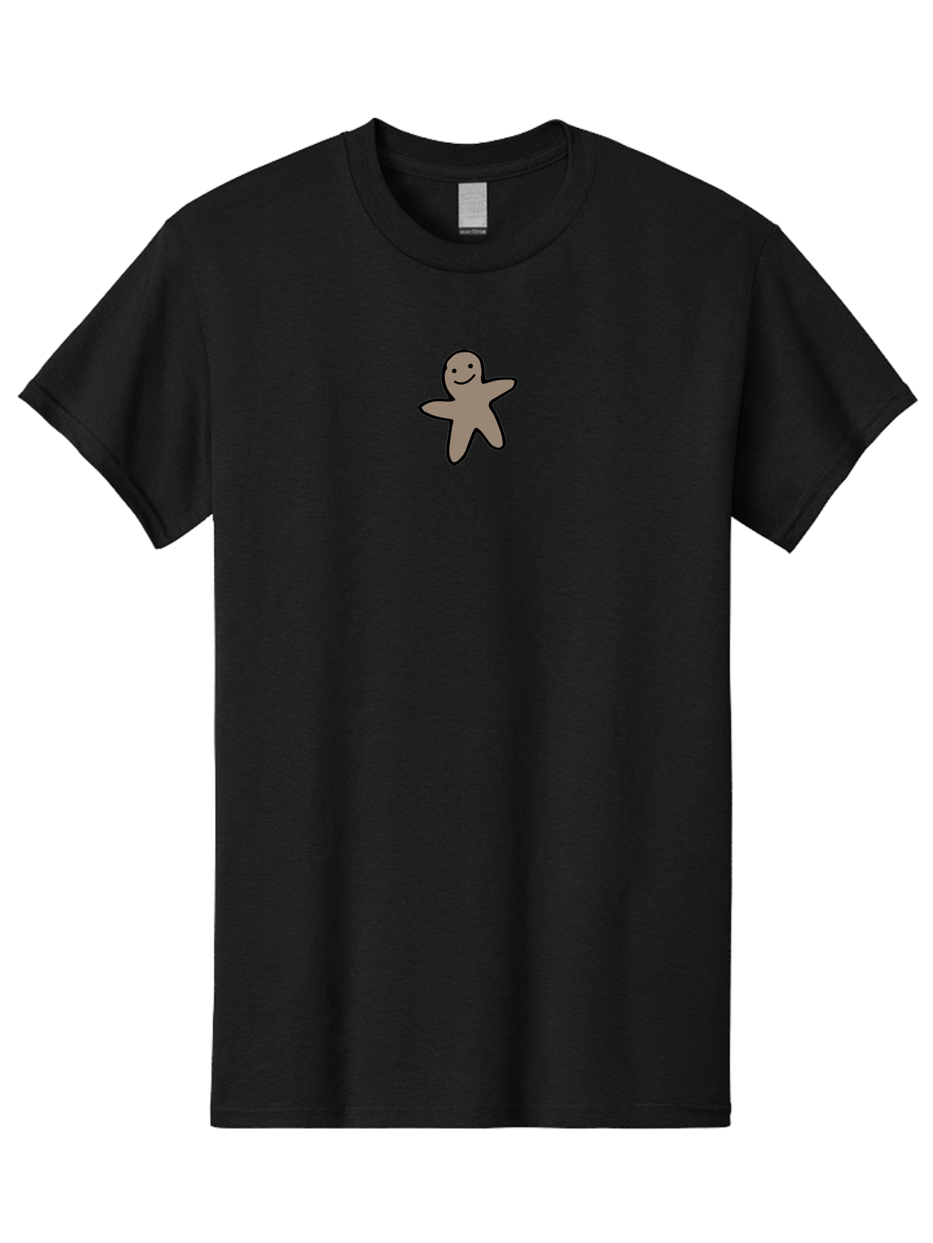 Gingerbread-Man-5 Men'S Graphic Tee, 100% Cotton, Comfortable Casual Summer Wear, Machine Washable, Cartoon Character, Gingerbread Man, Black Outline, Smiling Face, Festive Treat, Holiday Baking, Sweet Delight, Cookie Love, Adorable Figure - Aaa901