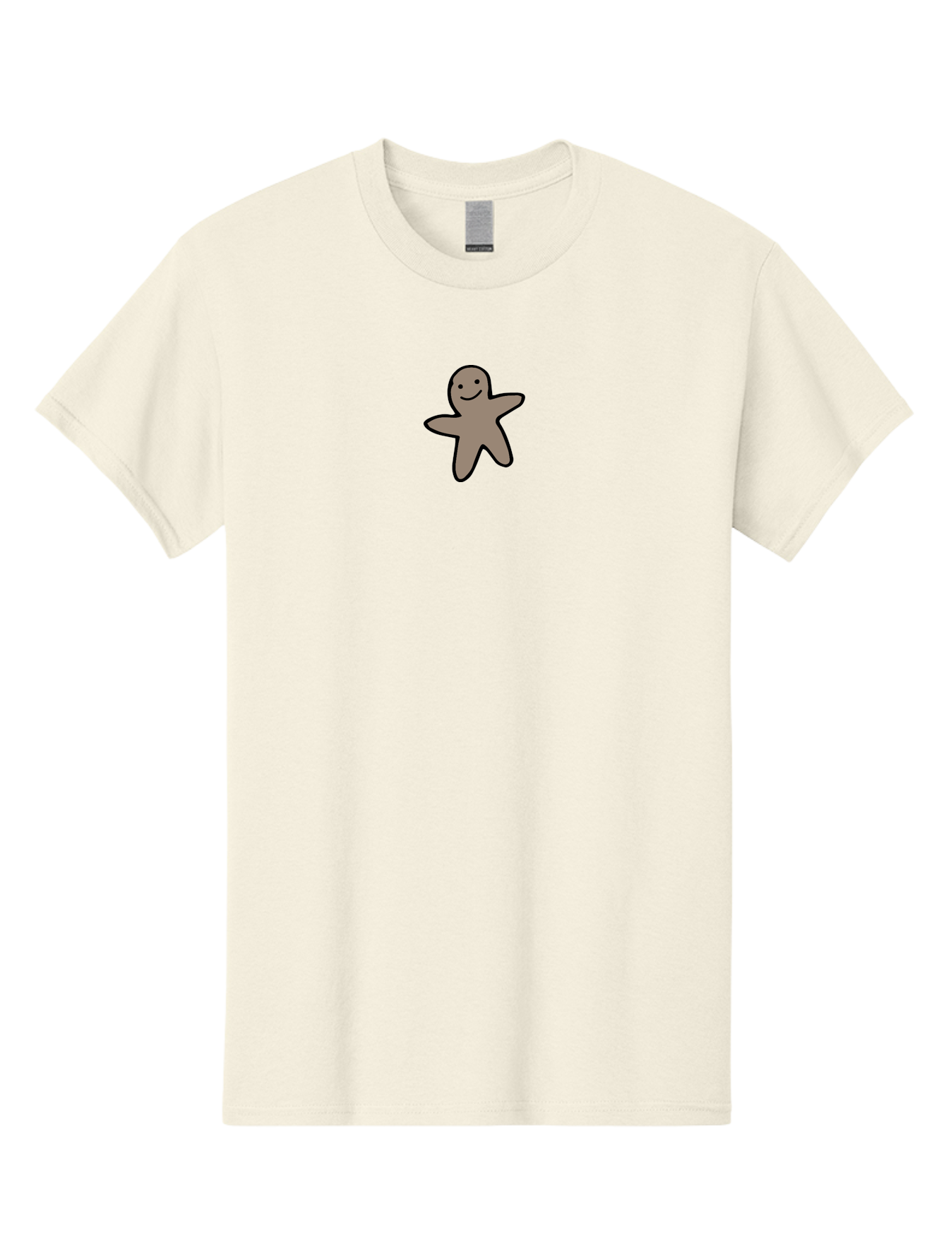 Gingerbread-Man-5 Men'S Graphic Tee, 100% Cotton, Comfortable Casual Summer Wear, Machine Washable, Cartoon Character, Gingerbread Man, Black Outline, Smiling Face, Festive Treat, Holiday Baking, Sweet Delight, Cookie Love, Adorable Figure - Aaa901
