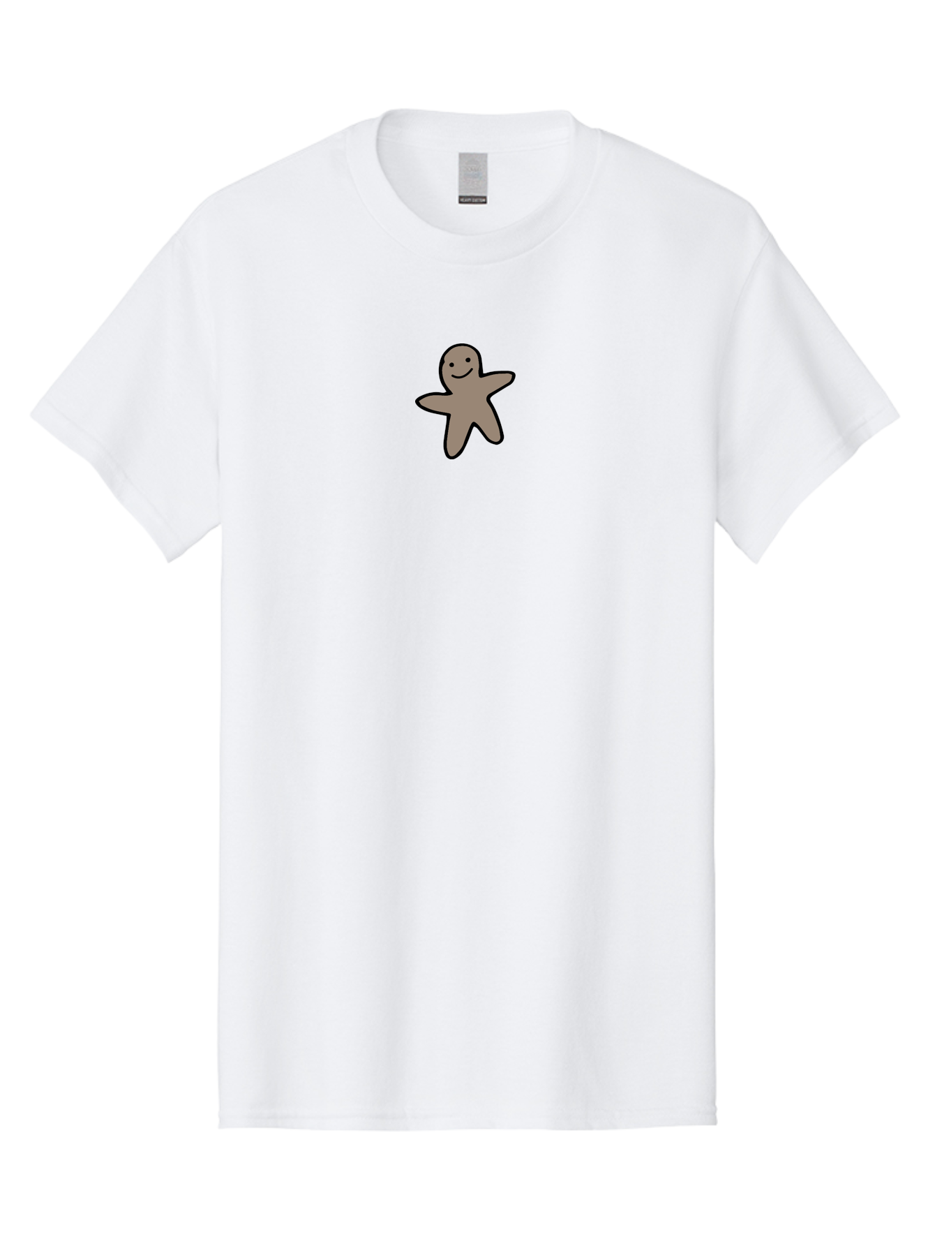 Gingerbread-Man-5 Men'S Graphic Tee, 100% Cotton, Comfortable Casual Summer Wear, Machine Washable, Cartoon Character, Gingerbread Man, Black Outline, Smiling Face, Festive Treat, Holiday Baking, Sweet Delight, Cookie Love, Adorable Figure - Aaa901