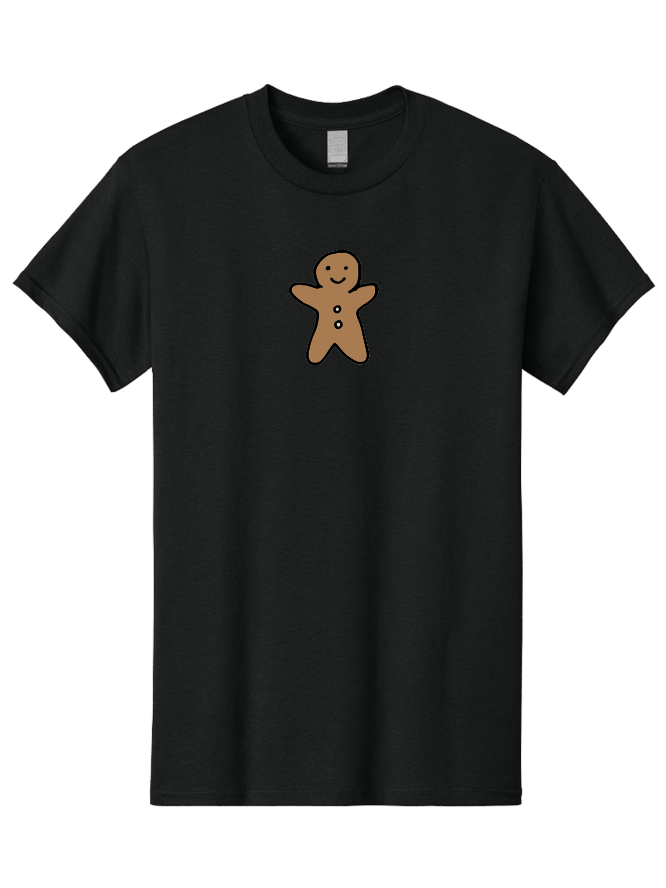Gingerbread-Man-6 Men'S Graphic Tee, 100% Cotton, Comfortable Casual Summer Wear, Machine Washable, Gingerbread Man, Cartoon Character, Smiling Face, Black Outline, Sweet Treat, Holiday Cookie, Festive Dessert, Whimsical Illustration, - Aaa902