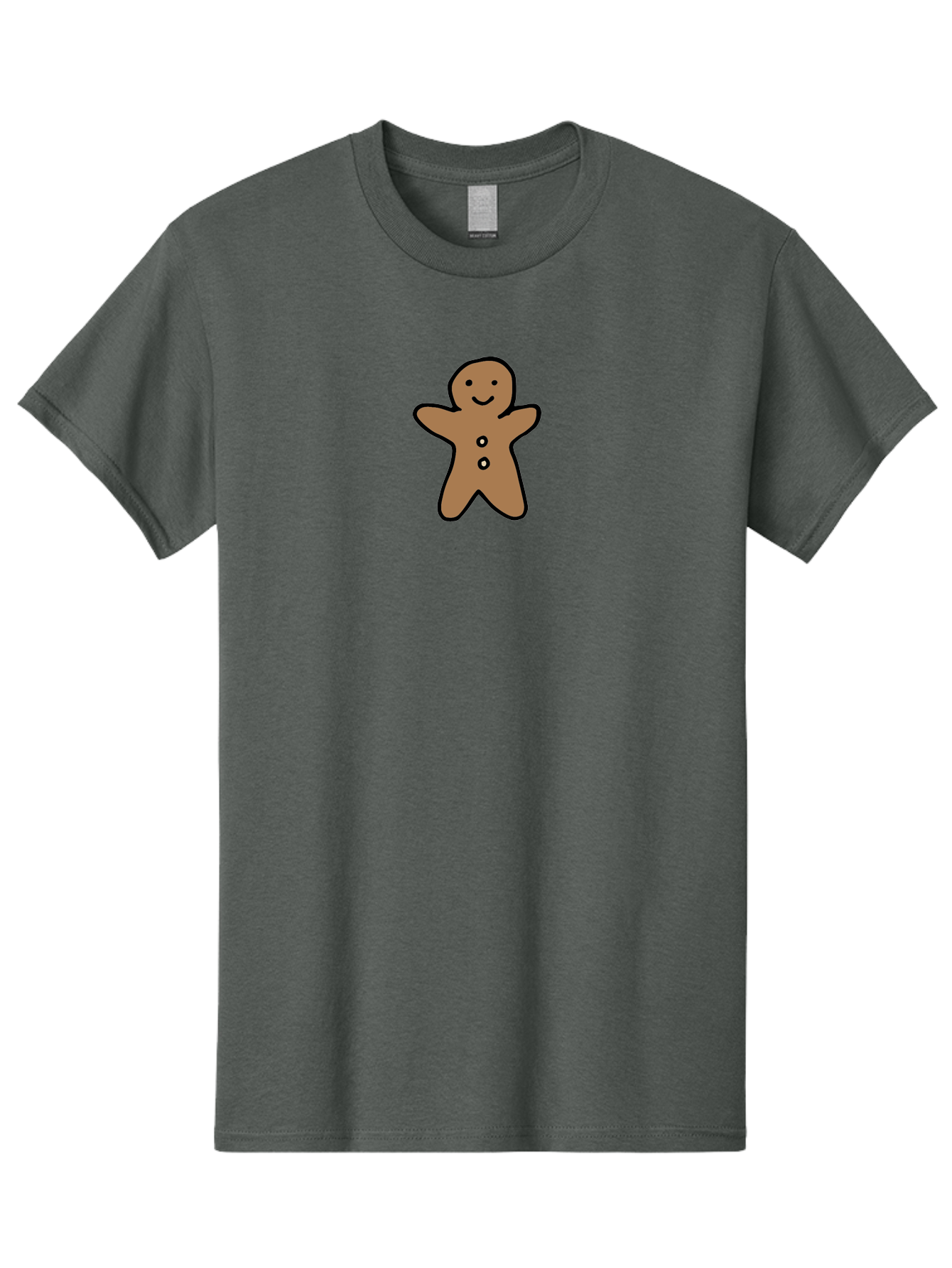 Gingerbread-Man-6 Men'S Graphic Tee, 100% Cotton, Comfortable Casual Summer Wear, Machine Washable, Gingerbread Man, Cartoon Character, Smiling Face, Black Outline, Sweet Treat, Holiday Cookie, Festive Dessert, Whimsical Illustration, - Aaa902