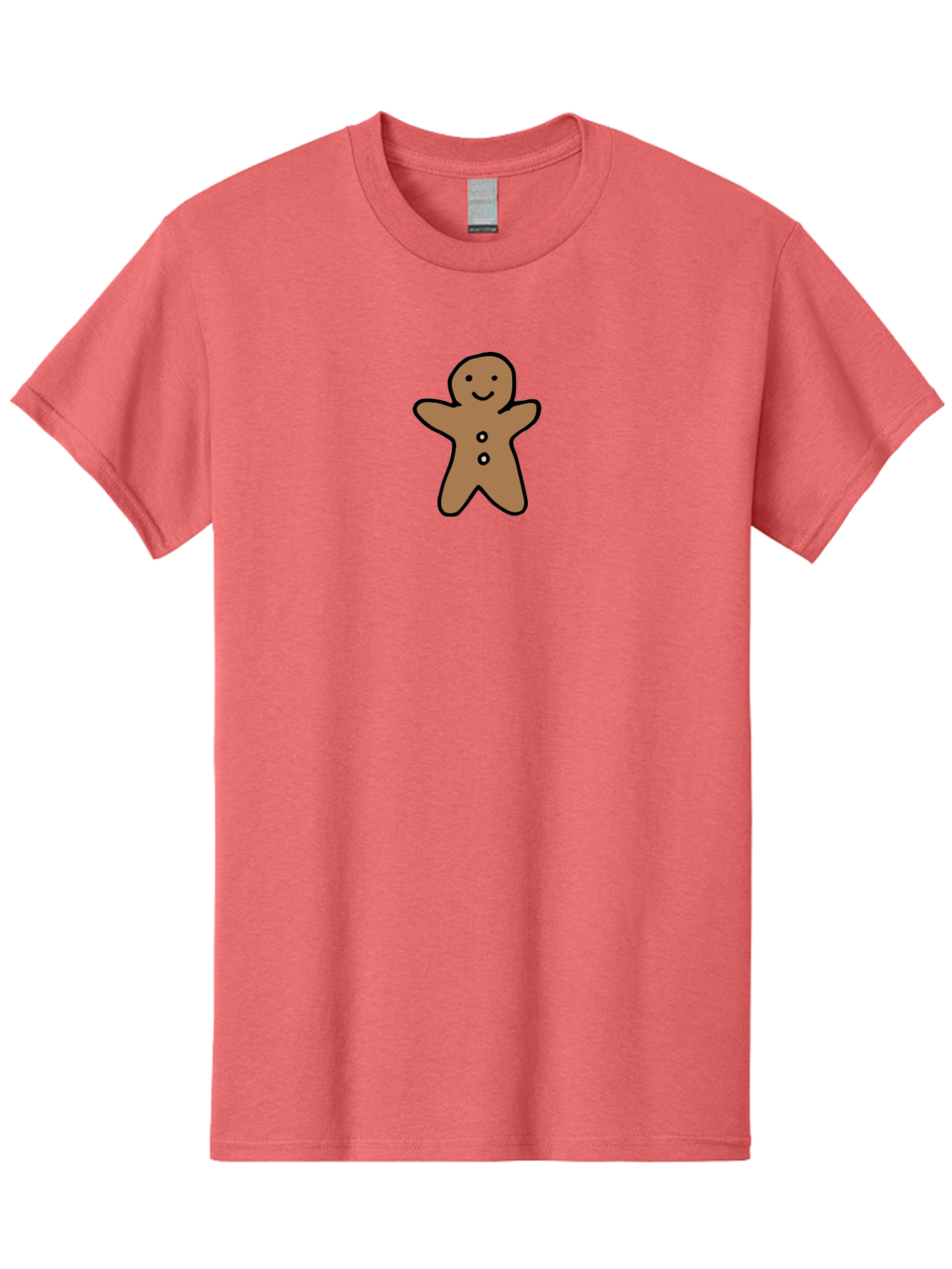 Gingerbread-Man-6 Men'S Graphic Tee, 100% Cotton, Comfortable Casual Summer Wear, Machine Washable, Gingerbread Man, Cartoon Character, Smiling Face, Black Outline, Sweet Treat, Holiday Cookie, Festive Dessert, Whimsical Illustration, - Aaa902