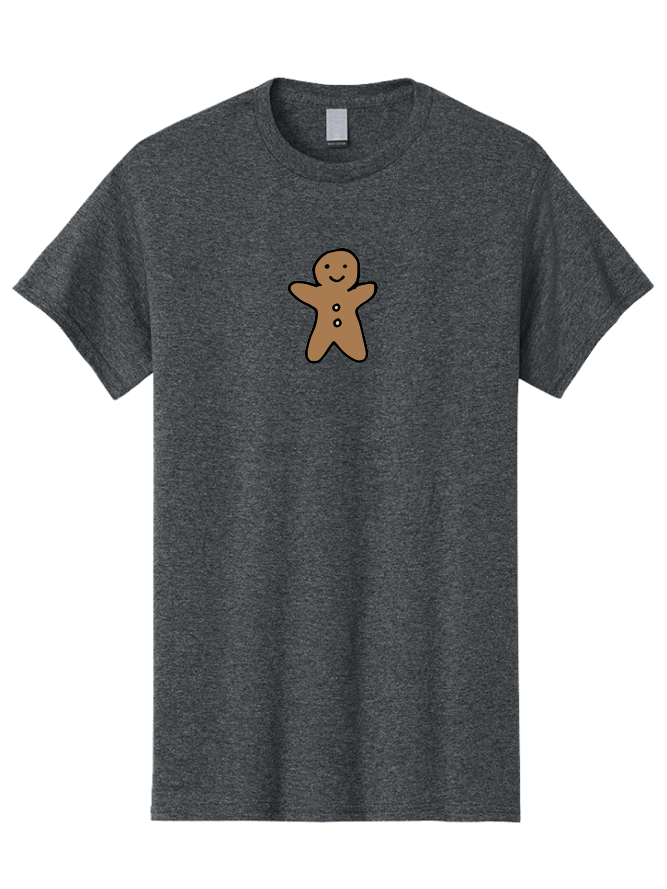 Gingerbread-Man-6 Men'S Graphic Tee, 100% Cotton, Comfortable Casual Summer Wear, Machine Washable, Gingerbread Man, Cartoon Character, Smiling Face, Black Outline, Sweet Treat, Holiday Cookie, Festive Dessert, Whimsical Illustration, - Aaa902