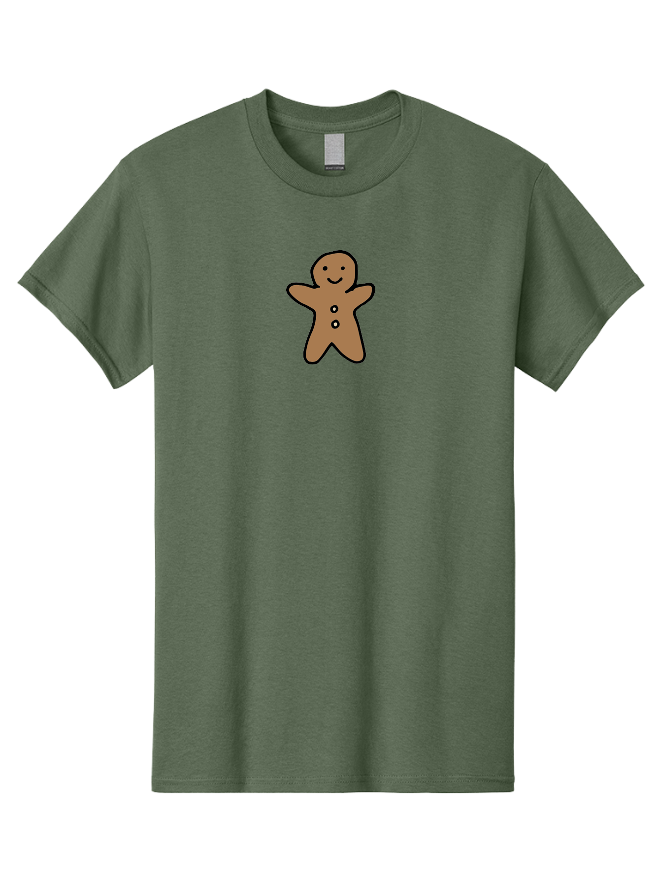 Gingerbread-Man-6 Men'S Graphic Tee, 100% Cotton, Comfortable Casual Summer Wear, Machine Washable, Gingerbread Man, Cartoon Character, Smiling Face, Black Outline, Sweet Treat, Holiday Cookie, Festive Dessert, Whimsical Illustration, - Aaa902
