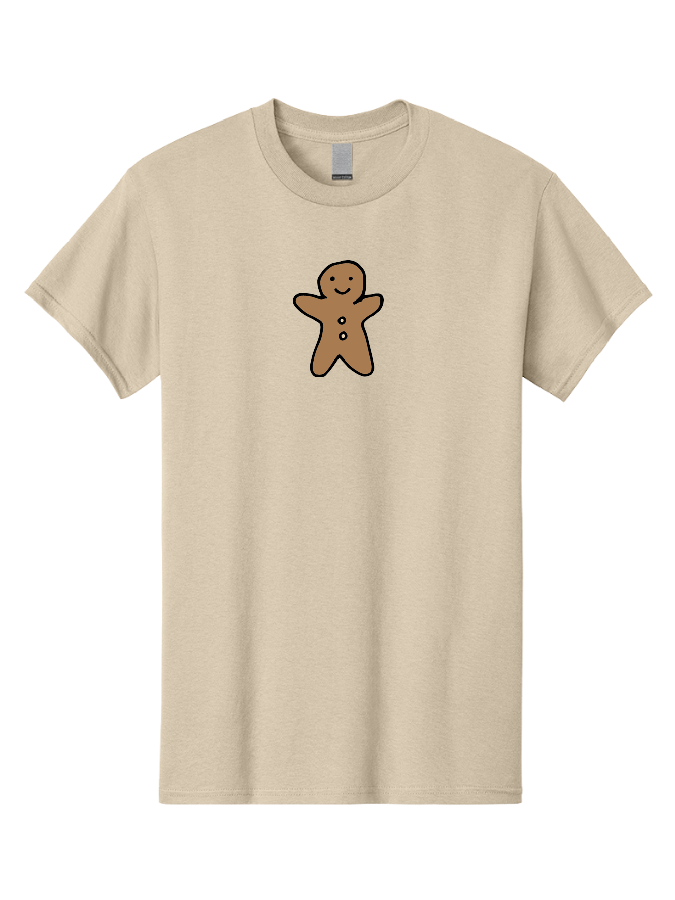 Gingerbread-Man-6 Men'S Graphic Tee, 100% Cotton, Comfortable Casual Summer Wear, Machine Washable, Gingerbread Man, Cartoon Character, Smiling Face, Black Outline, Sweet Treat, Holiday Cookie, Festive Dessert, Whimsical Illustration, - Aaa902