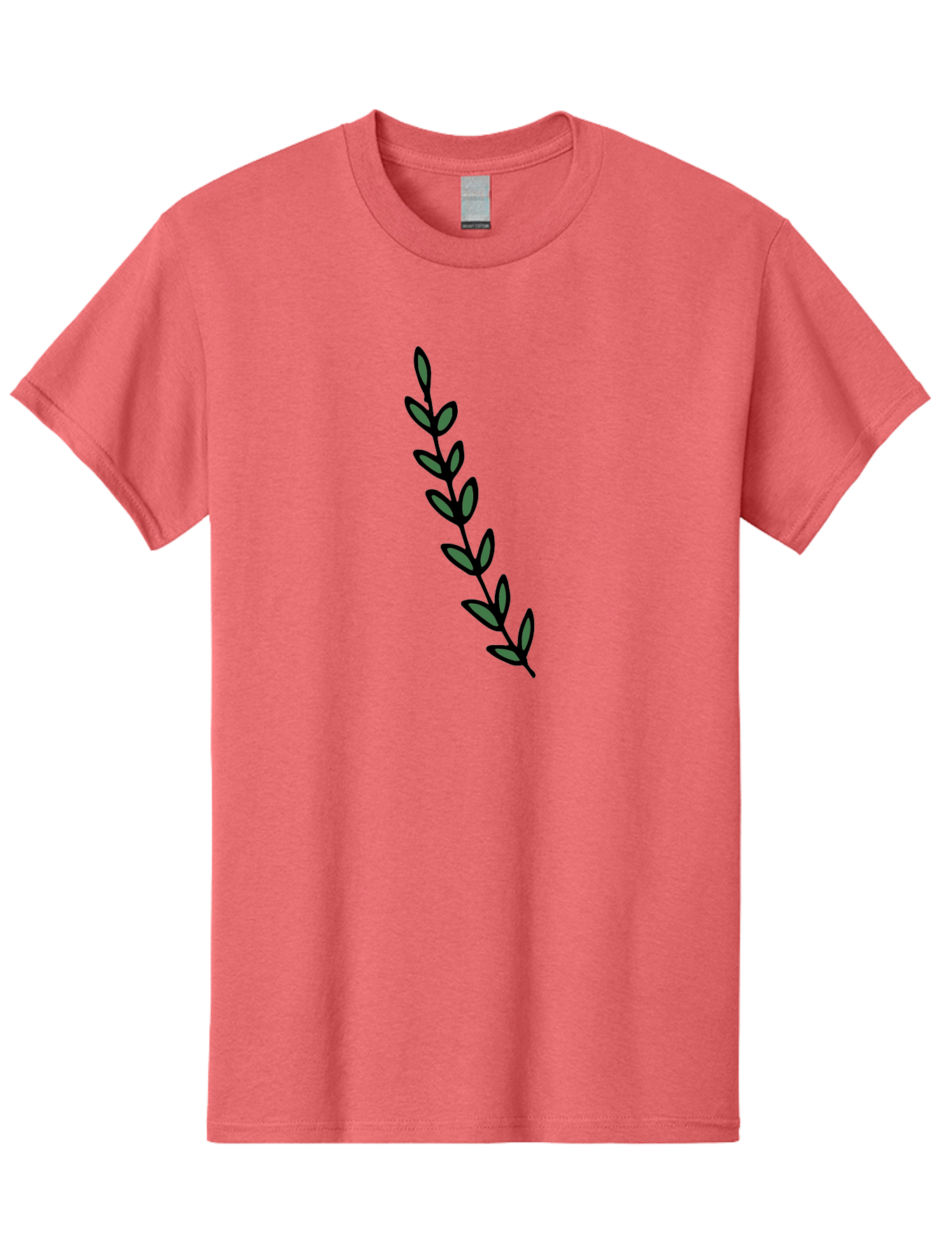 Green-Leaves Men'S Graphic Tee, 100% Cotton, Comfortable Casual Summer Wear, Machine Washable, Simple Stem, Leafy Greens, Minimalist Design, Dark Gray Leaves, Black Outline, Botanical Illustration, Modern Graphics - Aaa906