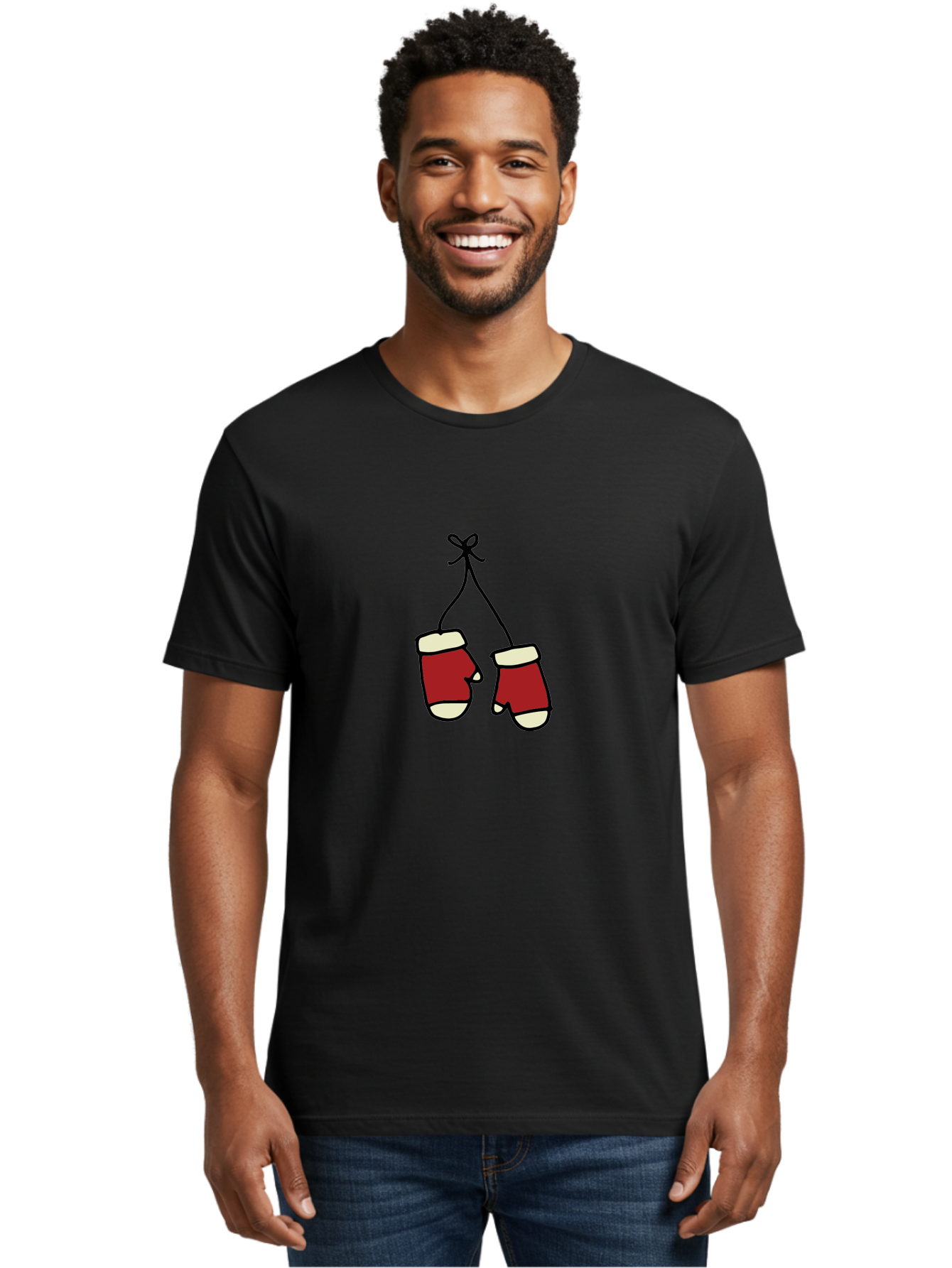 Hanging-Boxing-Gloves Men'S Graphic Tee, 100% Cotton, Comfortable Casual Summer Wear, Machine Washable, Christmas Stockings Hanging, Festive Decorations, Holiday Season, Red And White Stockings, Christmas Gifts, Festive Atmosphere, - Aaa909